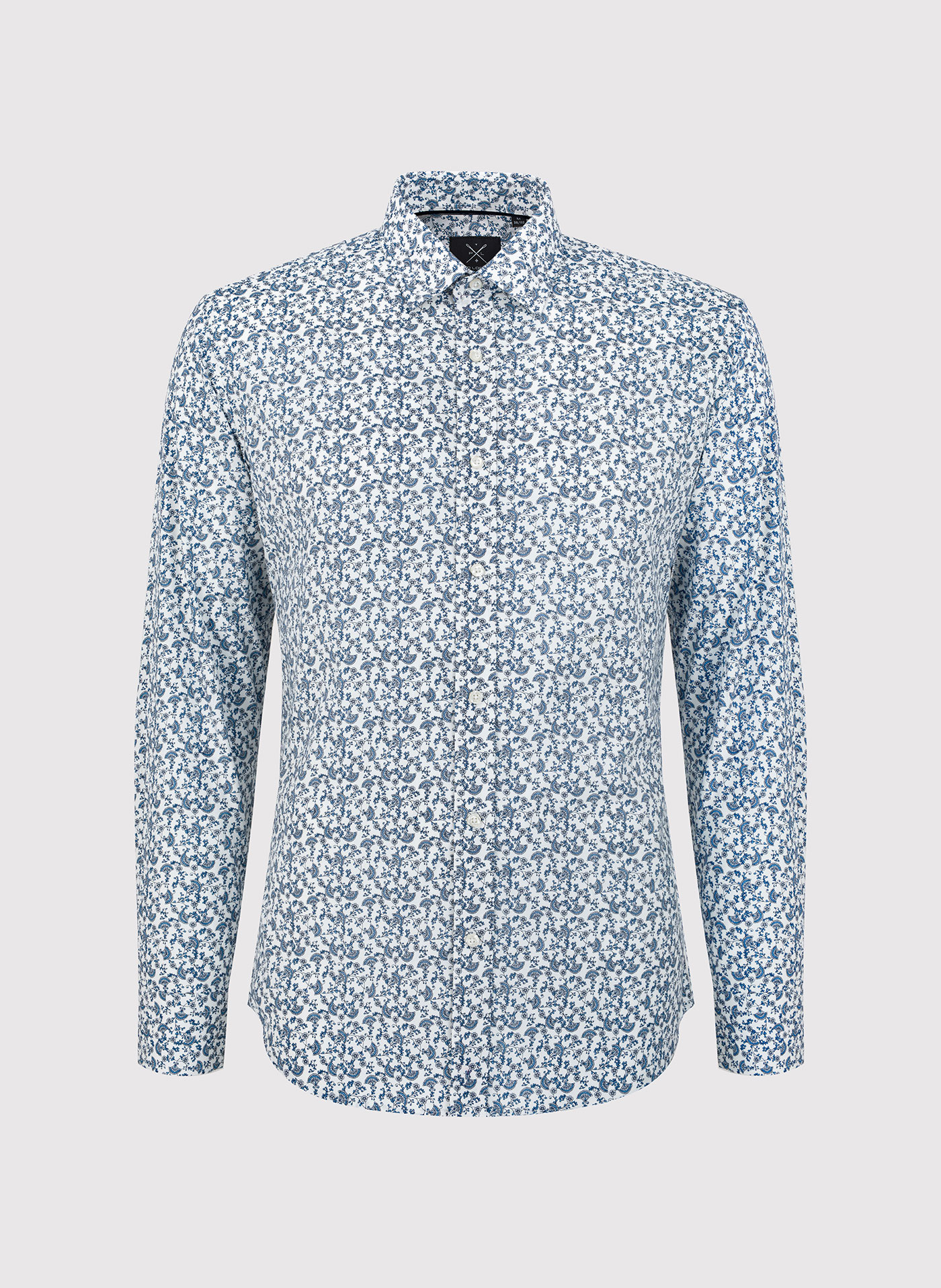 Biała koszula w roślinny niebieski wzór - Pako Lorente
