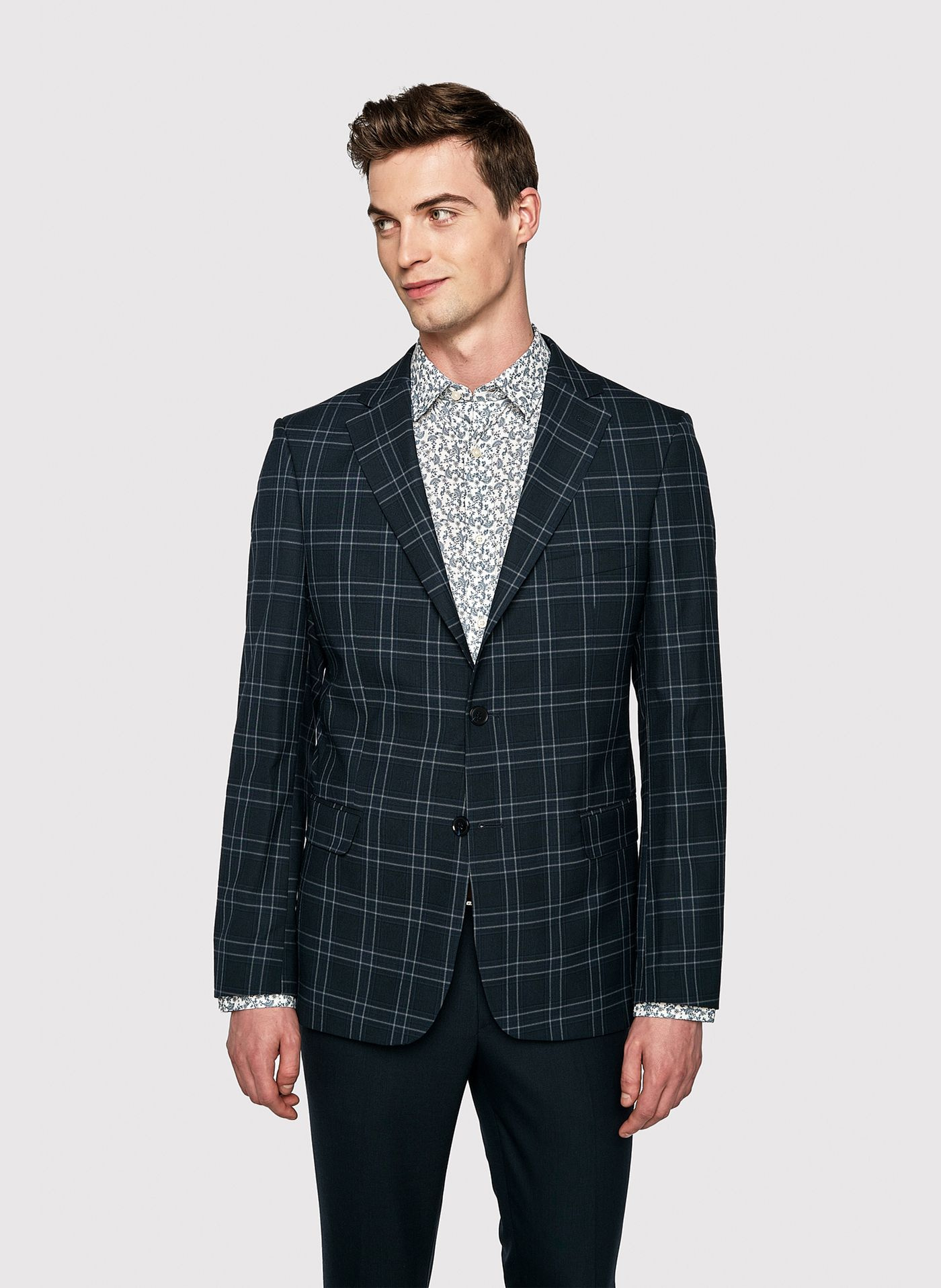 Biała koszula w roślinny niebieski wzór - Pako Lorente