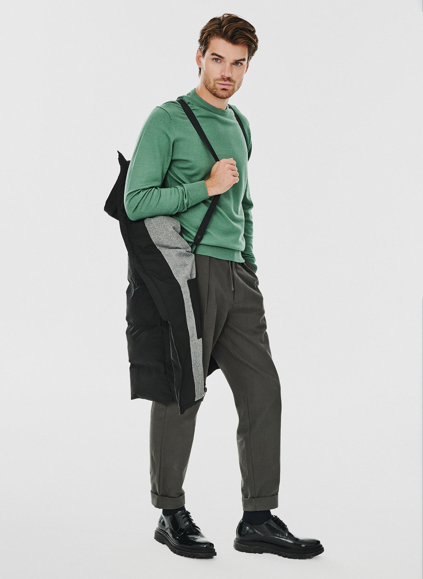 Czarna kurtka męska z szelkami - Pako Lorente