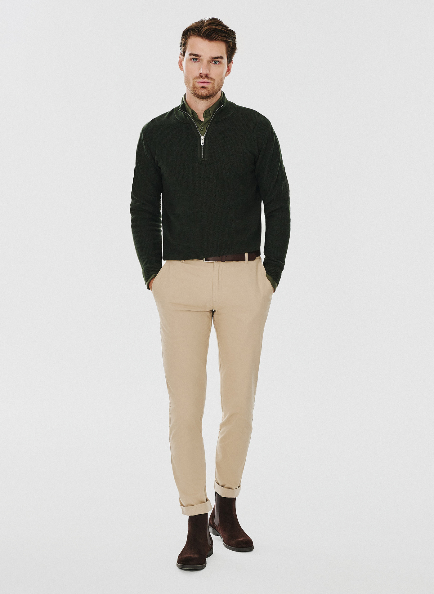 Ciemnozielony sweter męski z bawełny organicznej - Pako Lorente