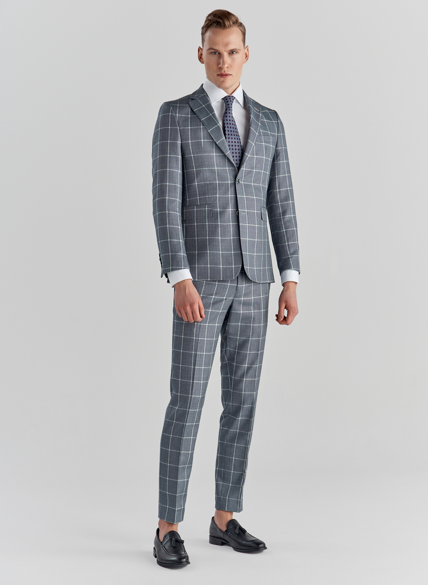 Niebieskie spodnie garniturowe P22SF-6G-012-N-S - Pako Lorente