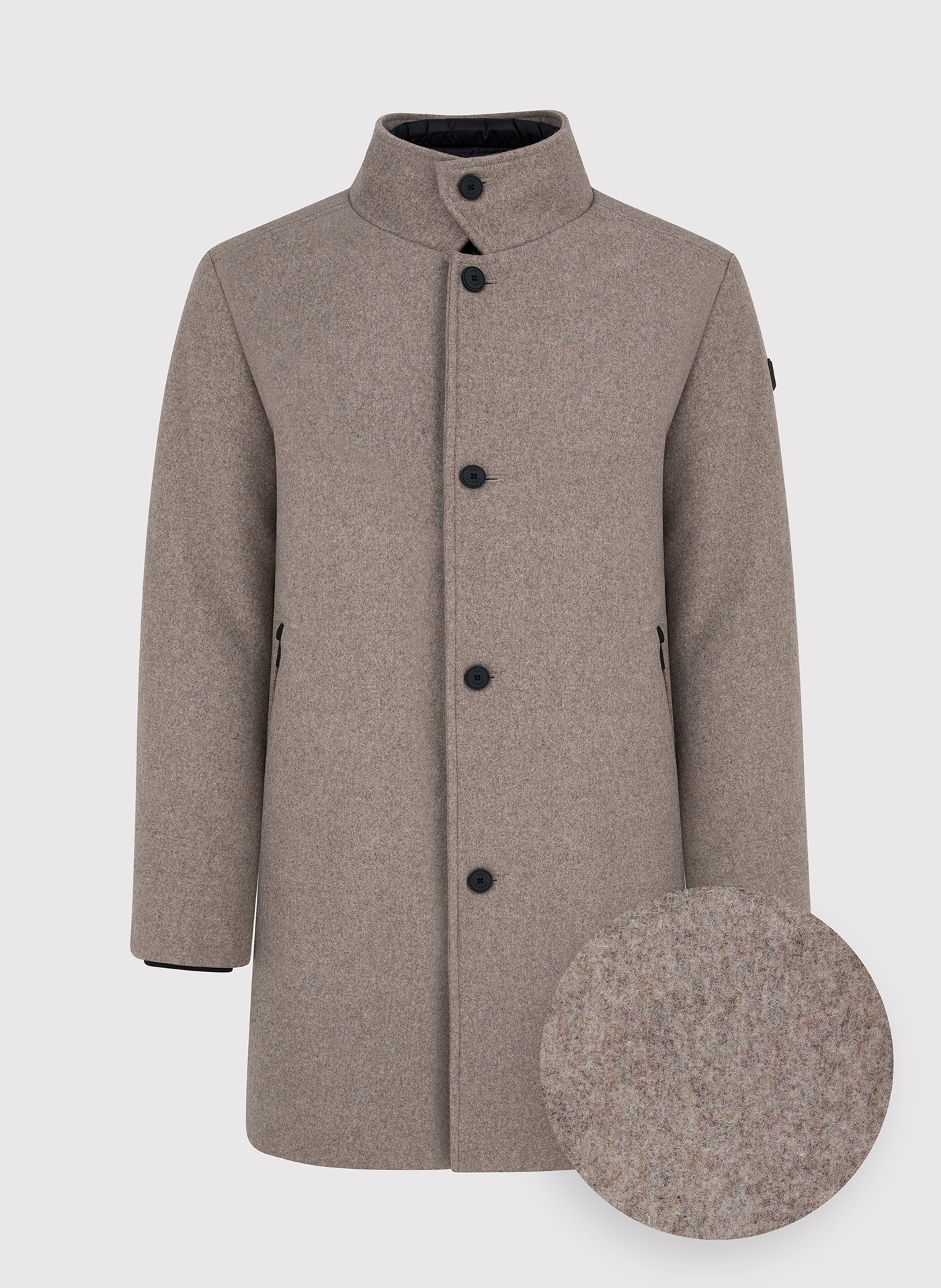 Beżowy płaszcz męski z odpinaną stójką - Pako Lorente