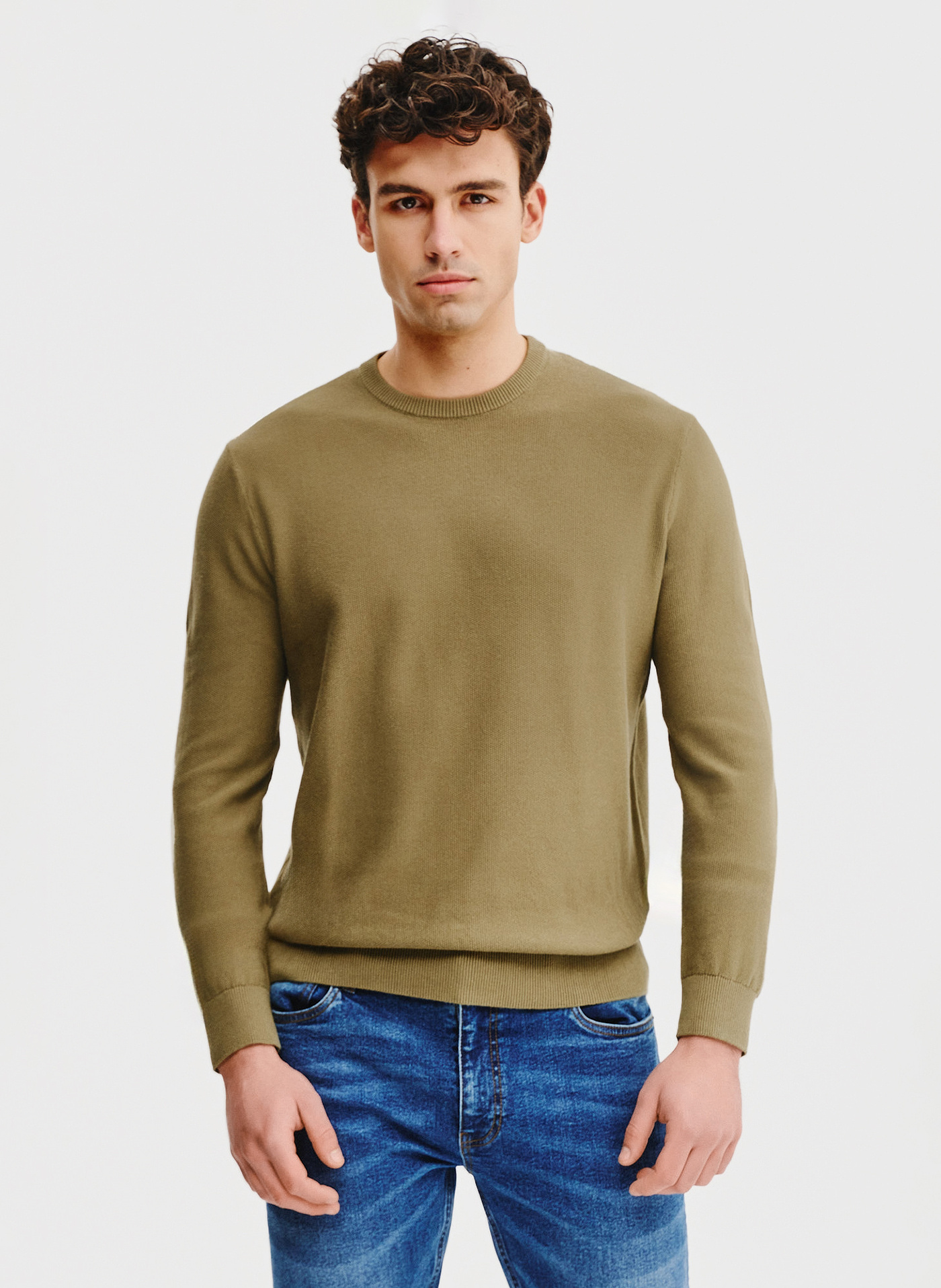 Oliwkowy sweter męski - Pako Lorente