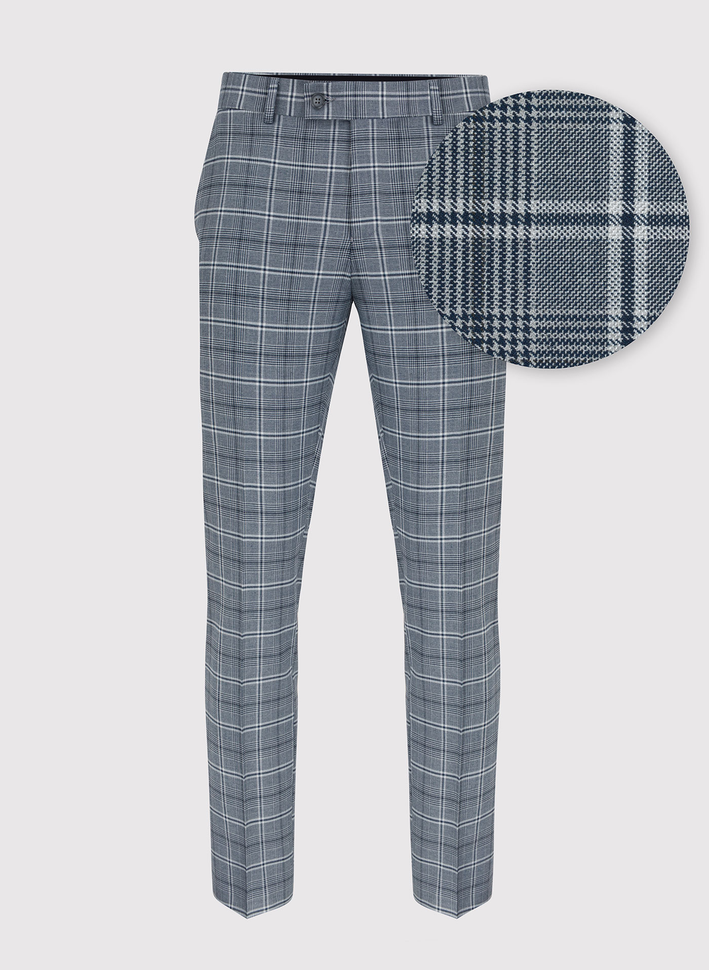 Szare spodnie garniturowe w granatową kratę - Pako Lorente