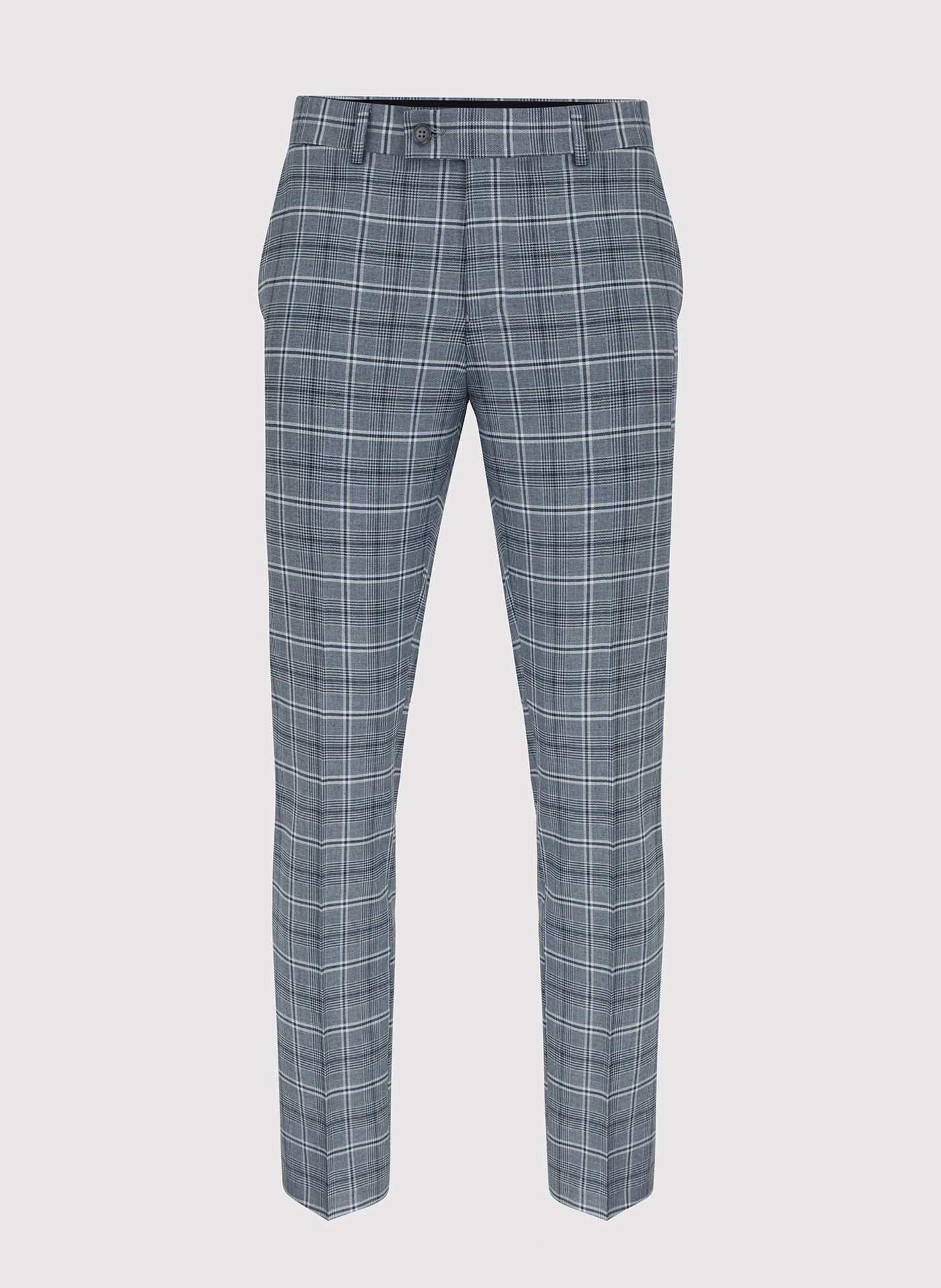 Szare spodnie garniturowe w granatową kratę - Pako Lorente
