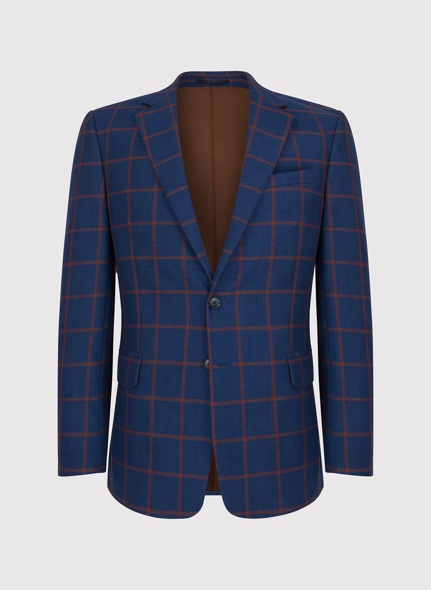 Granatowa casualowa marynarka męska w rudą kratę - Pako Lorente