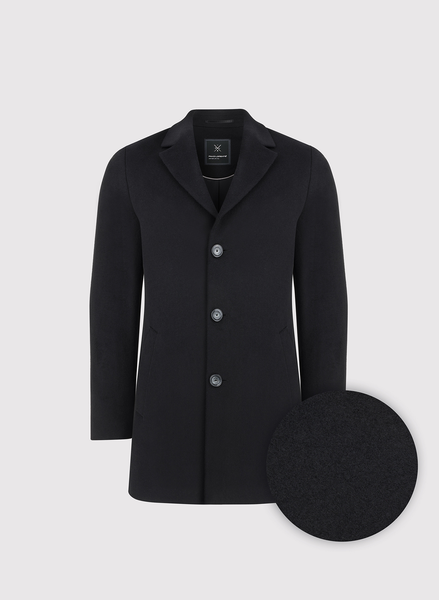 Czarny płaszcz z wełną - Pako Lorente