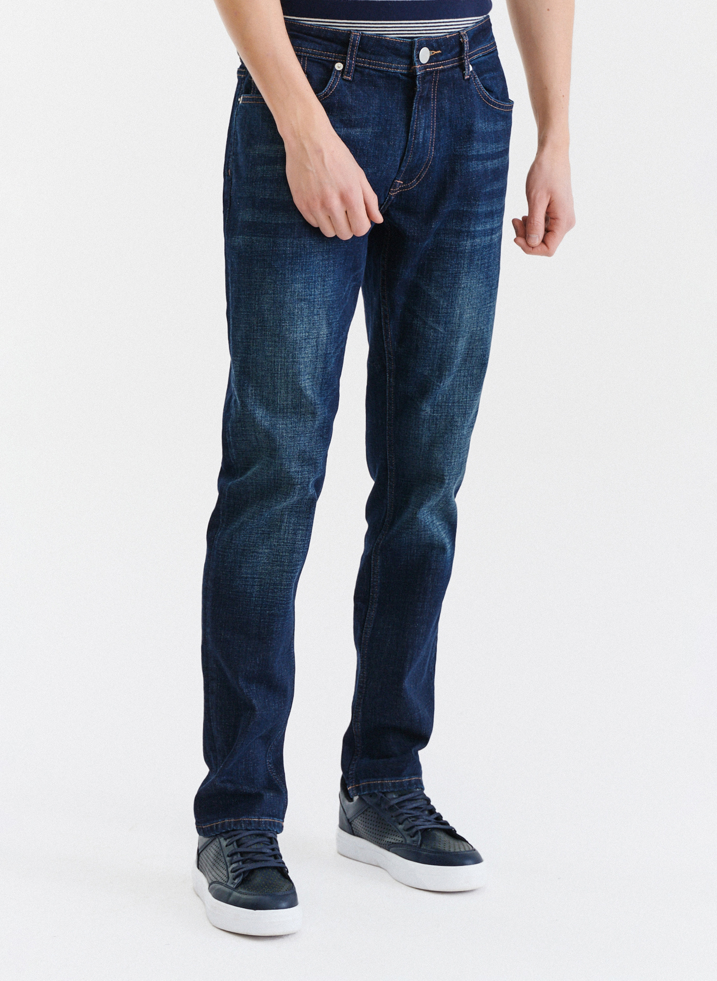 Granatowe spodnie męskie jeansowe - Pako Lorente