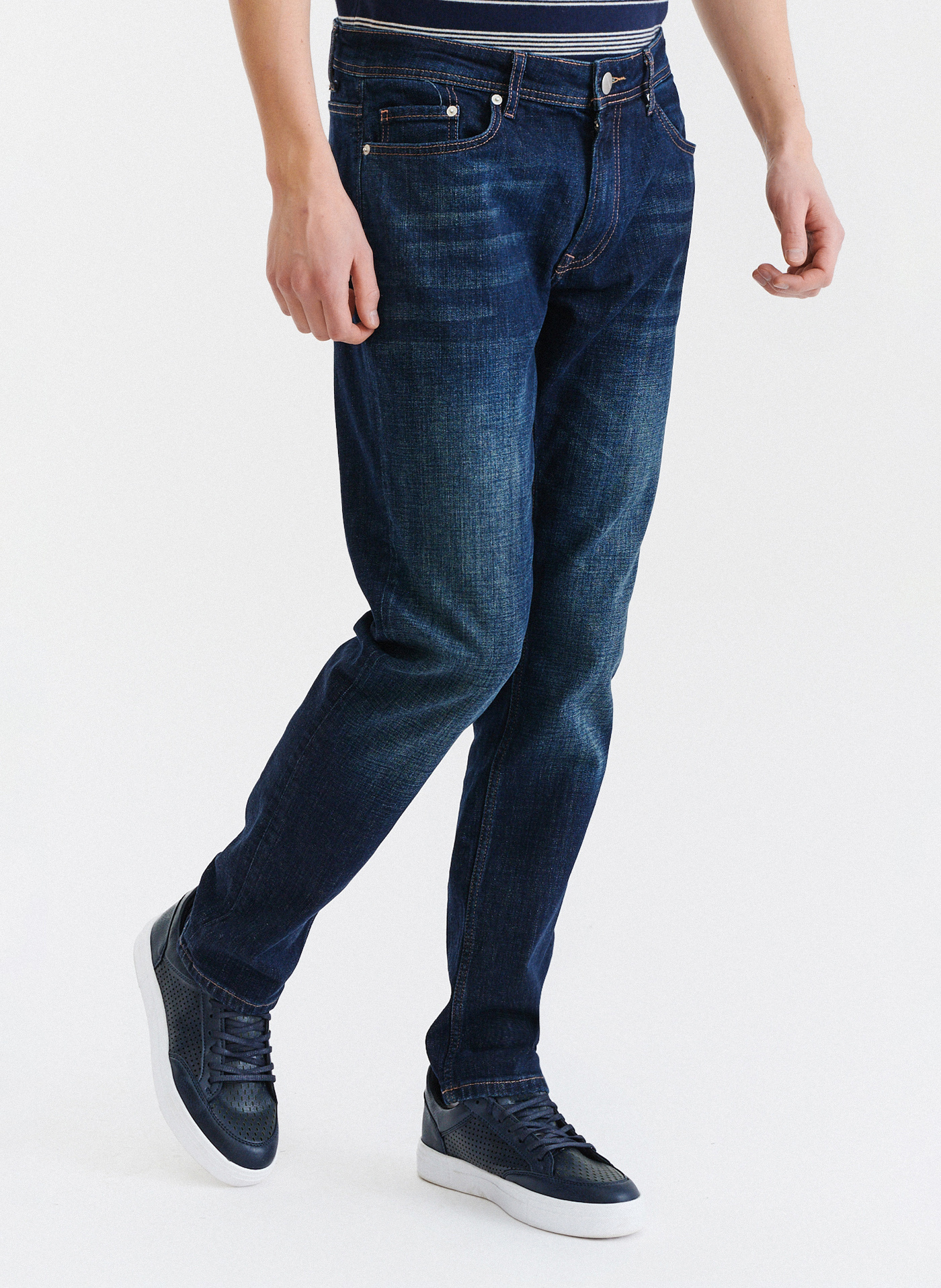 Granatowe spodnie męskie jeansowe - Pako Lorente