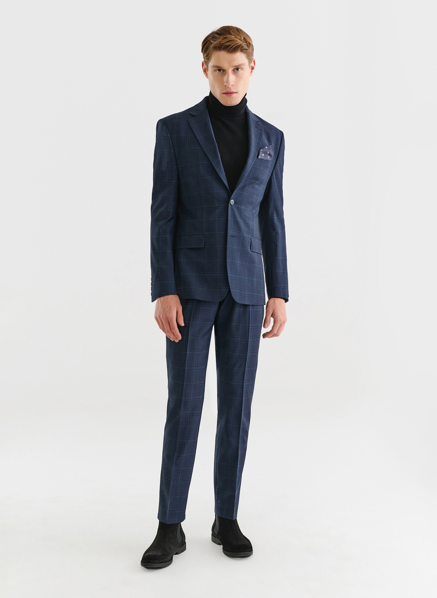 Granatowe spodnie garniturowe z wełną - Pako Lorente