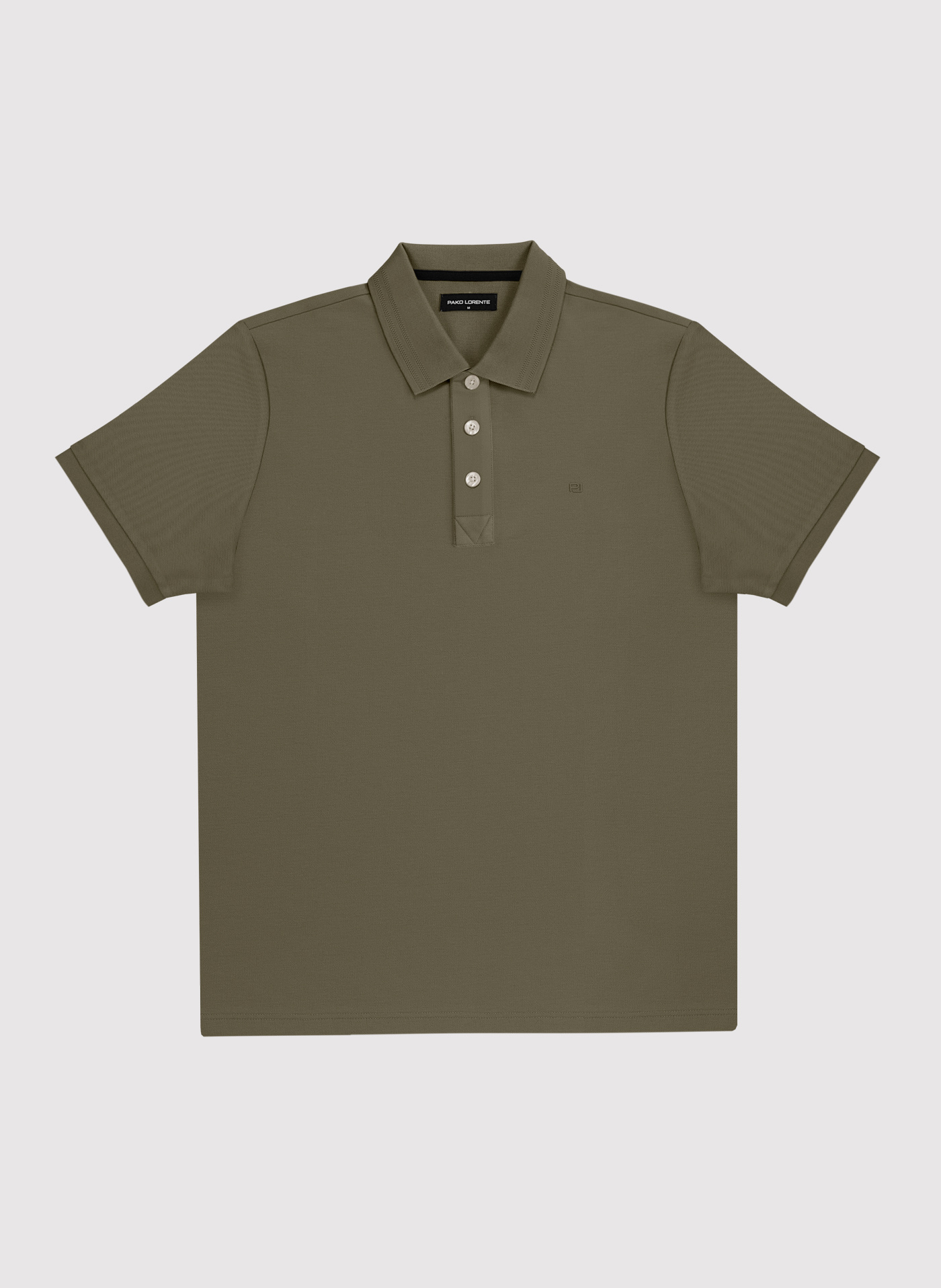 PAKO LORENTE - Oliwkowy t-shirt polo na trzy guziczki - Pako Lorente