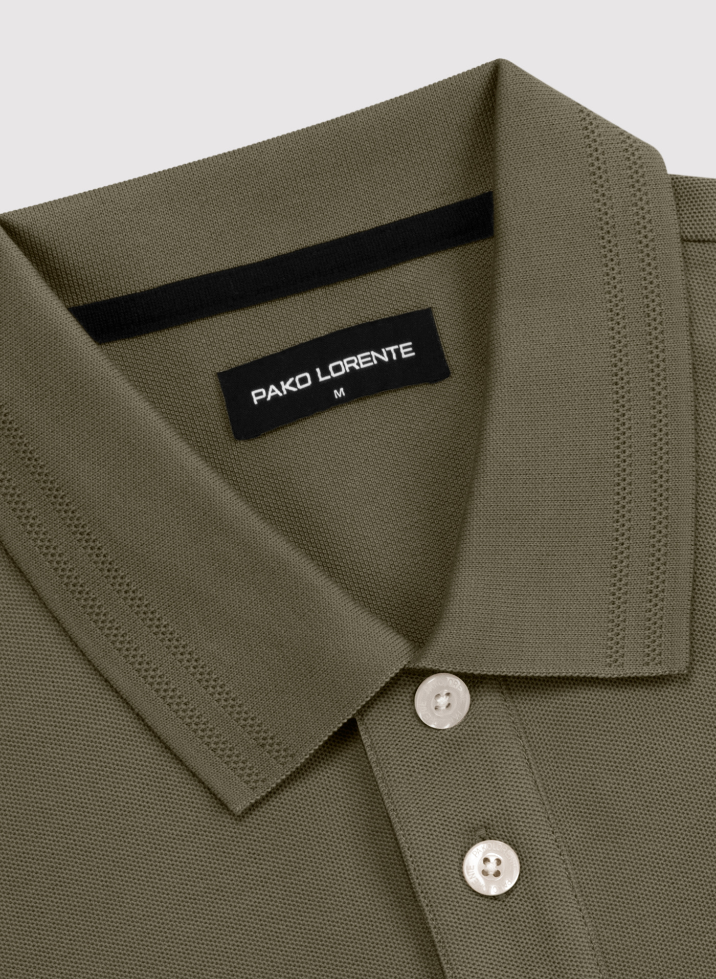 PAKO LORENTE - Oliwkowy t-shirt polo na trzy guziczki - Pako Lorente