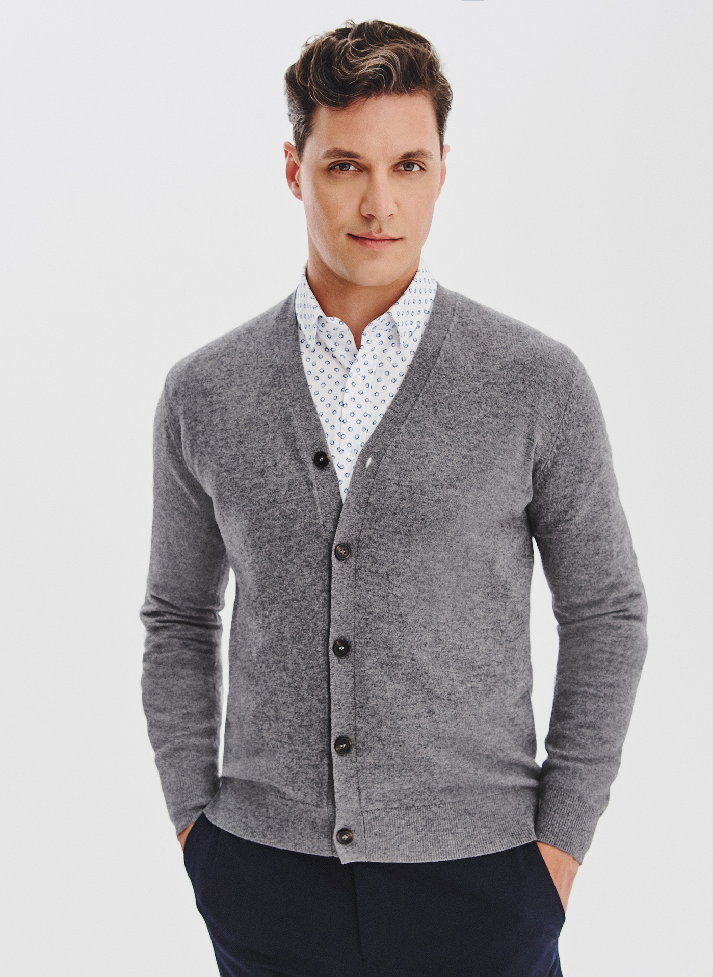 PAKO LORENTE - Męski kardigan w szarym kolorze - Pako Lorente