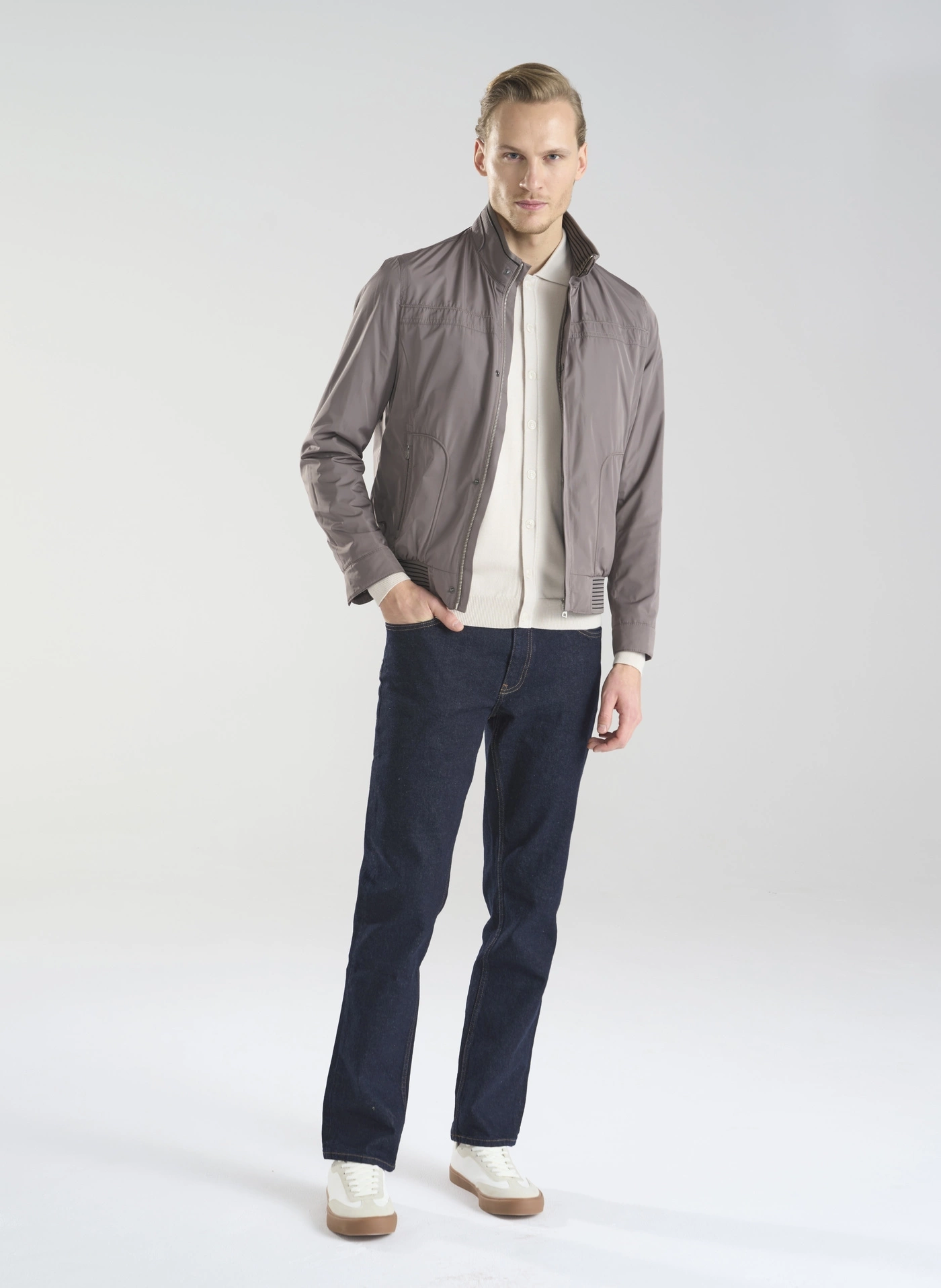 Jasnobrązowa krótka kurtka męska P24SF-5X-001-A-0 - Pako Lorente - Pako Lorente