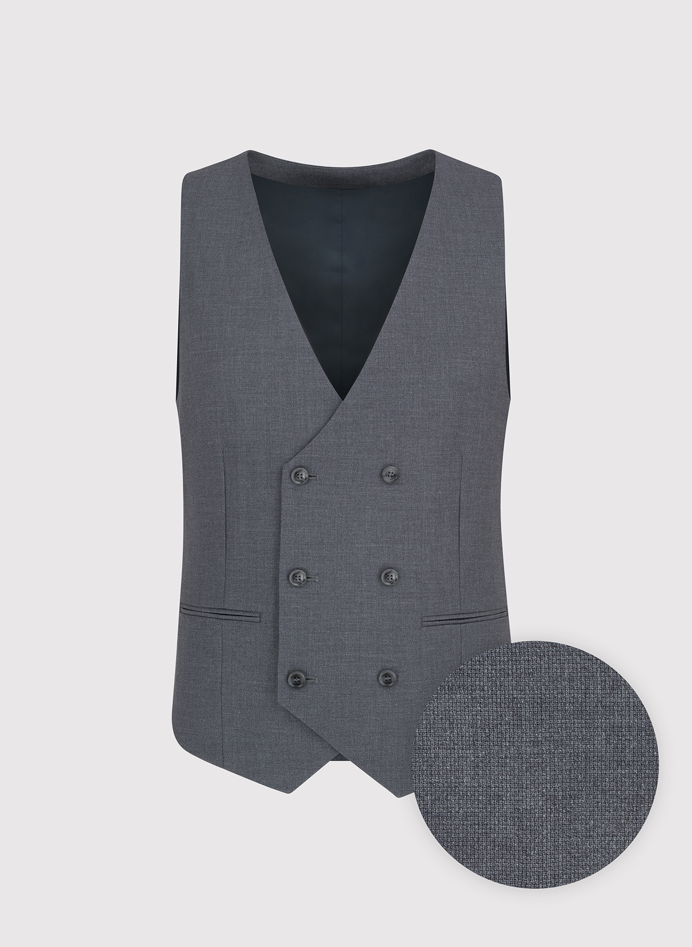 Szara dwurzędowa kamizelka męska - Pako Lorente