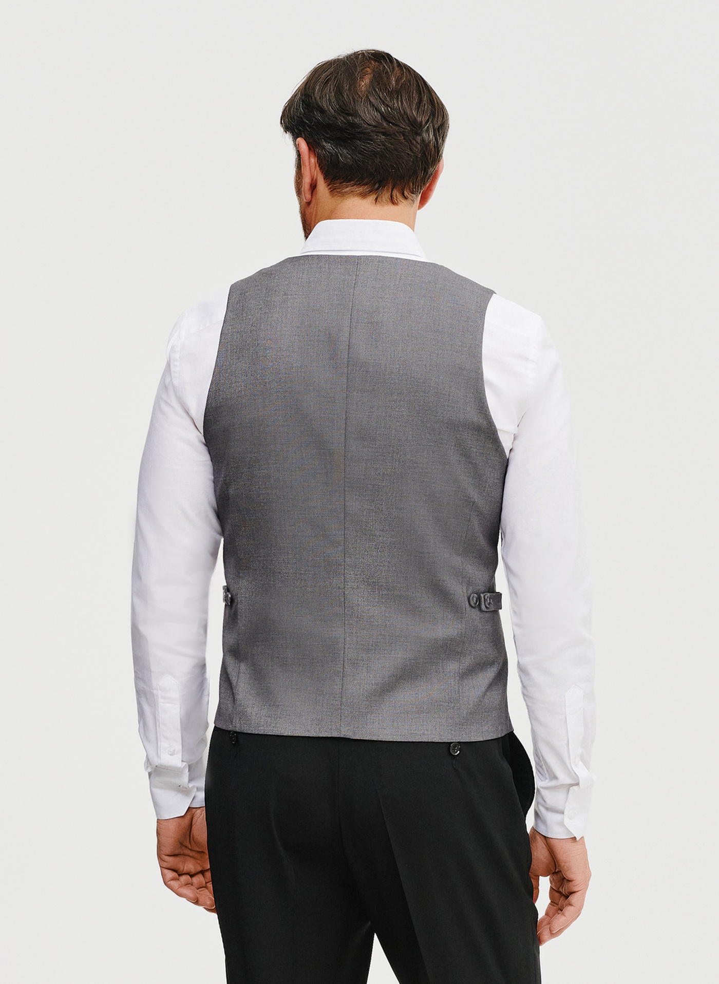 Szara dwurzędowa kamizelka męska - Pako Lorente