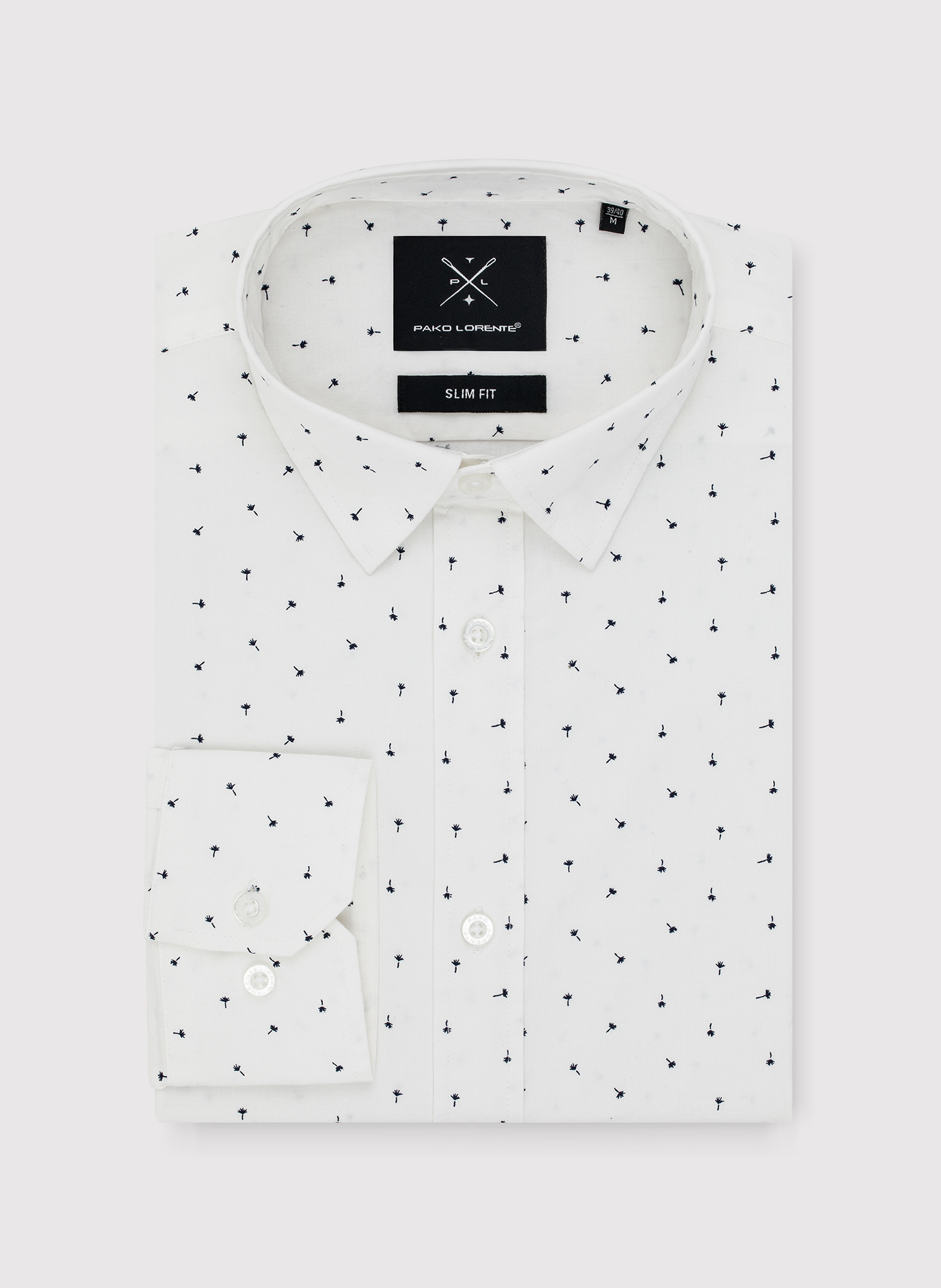 Biała koszula męska w mikrowzór - Pako Lorente