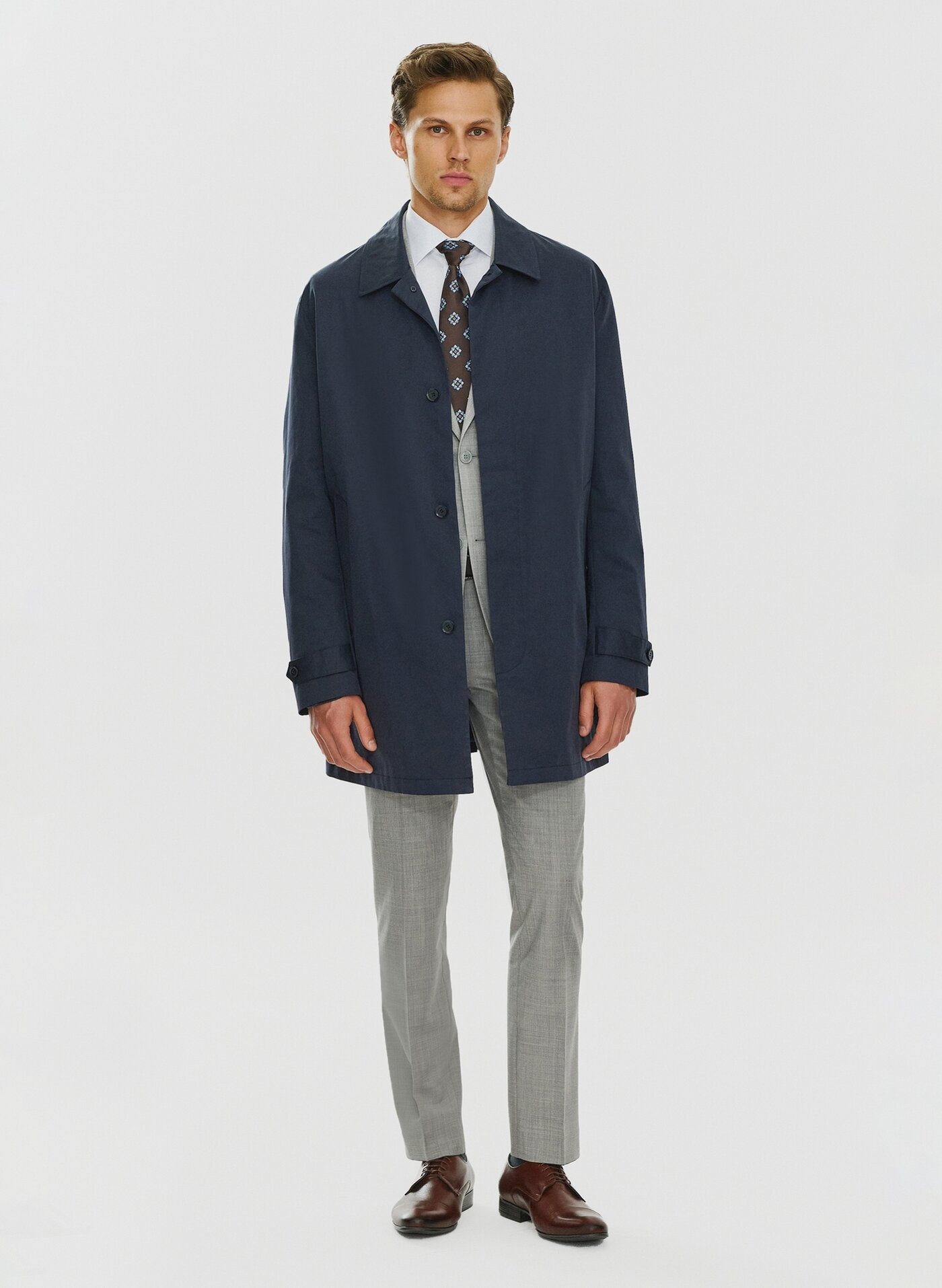 Granatowy wiosenny płaszcz męski P24SF-7X-001-G-0 - Pako Lorente - Pako Lorente