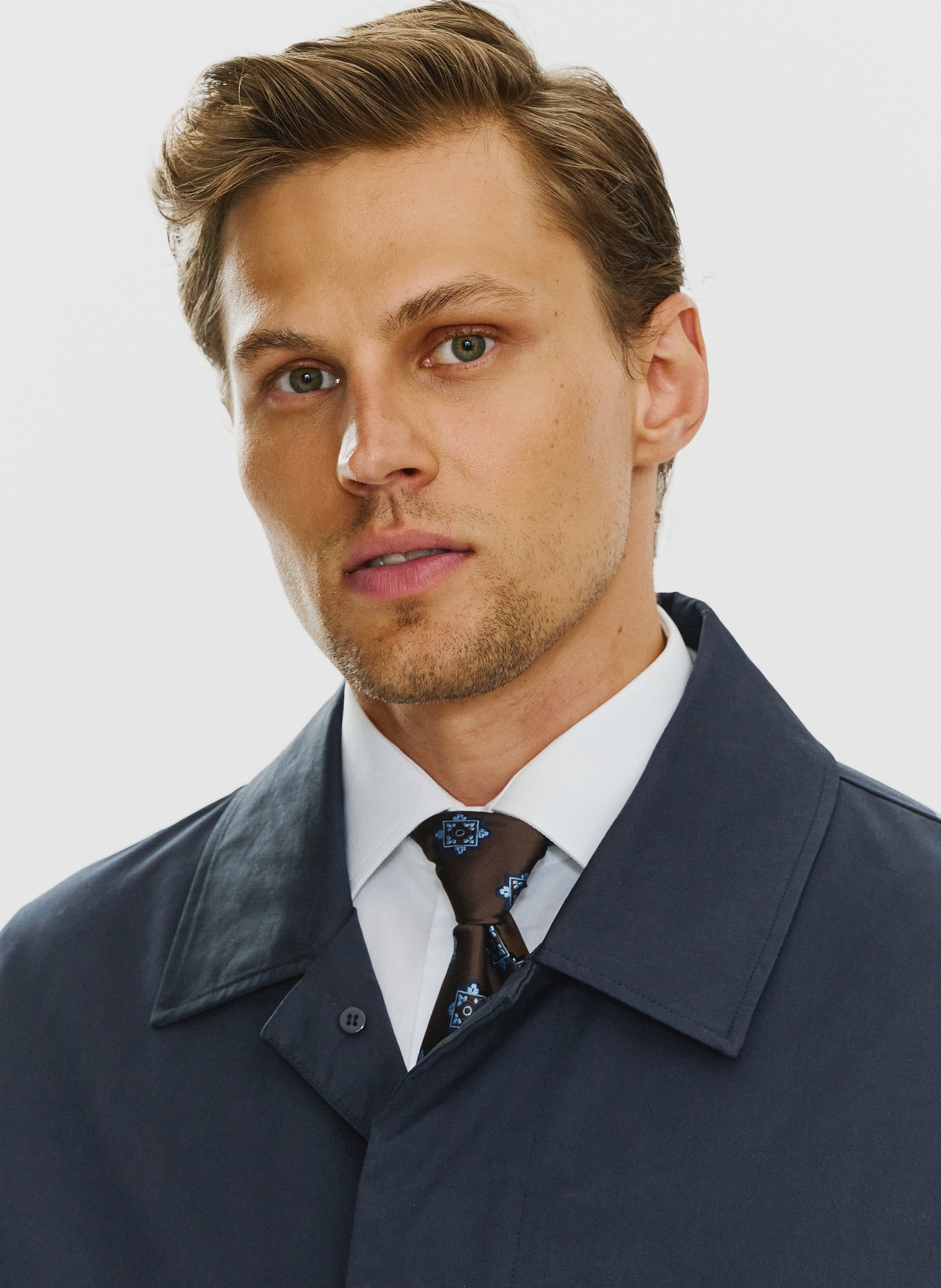 Granatowy wiosenny płaszcz męski P24SF-7X-001-G-0 - Pako Lorente - Pako Lorente