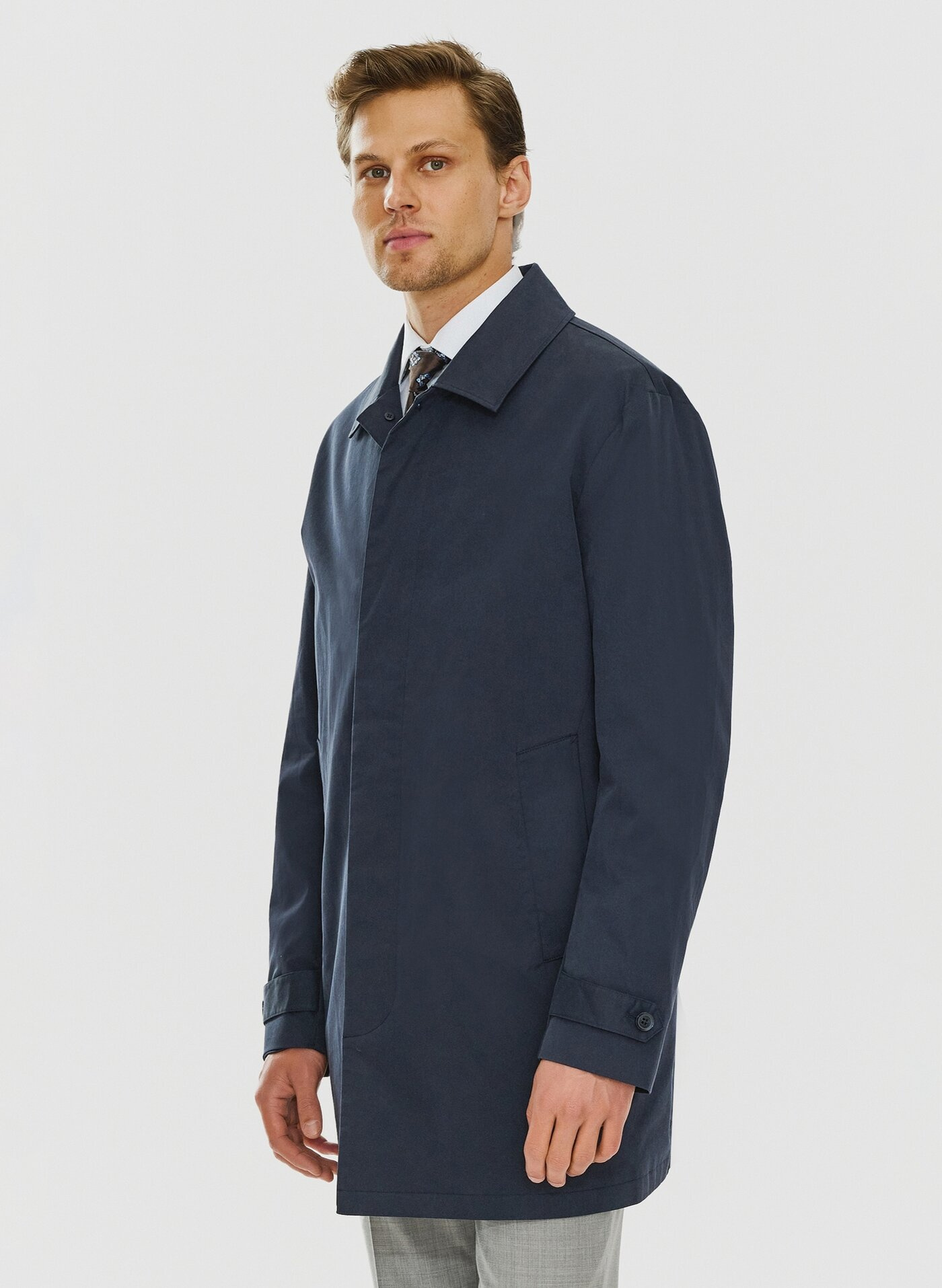 Granatowy wiosenny płaszcz męski P24SF-7X-001-G-0 - Pako Lorente - Pako Lorente