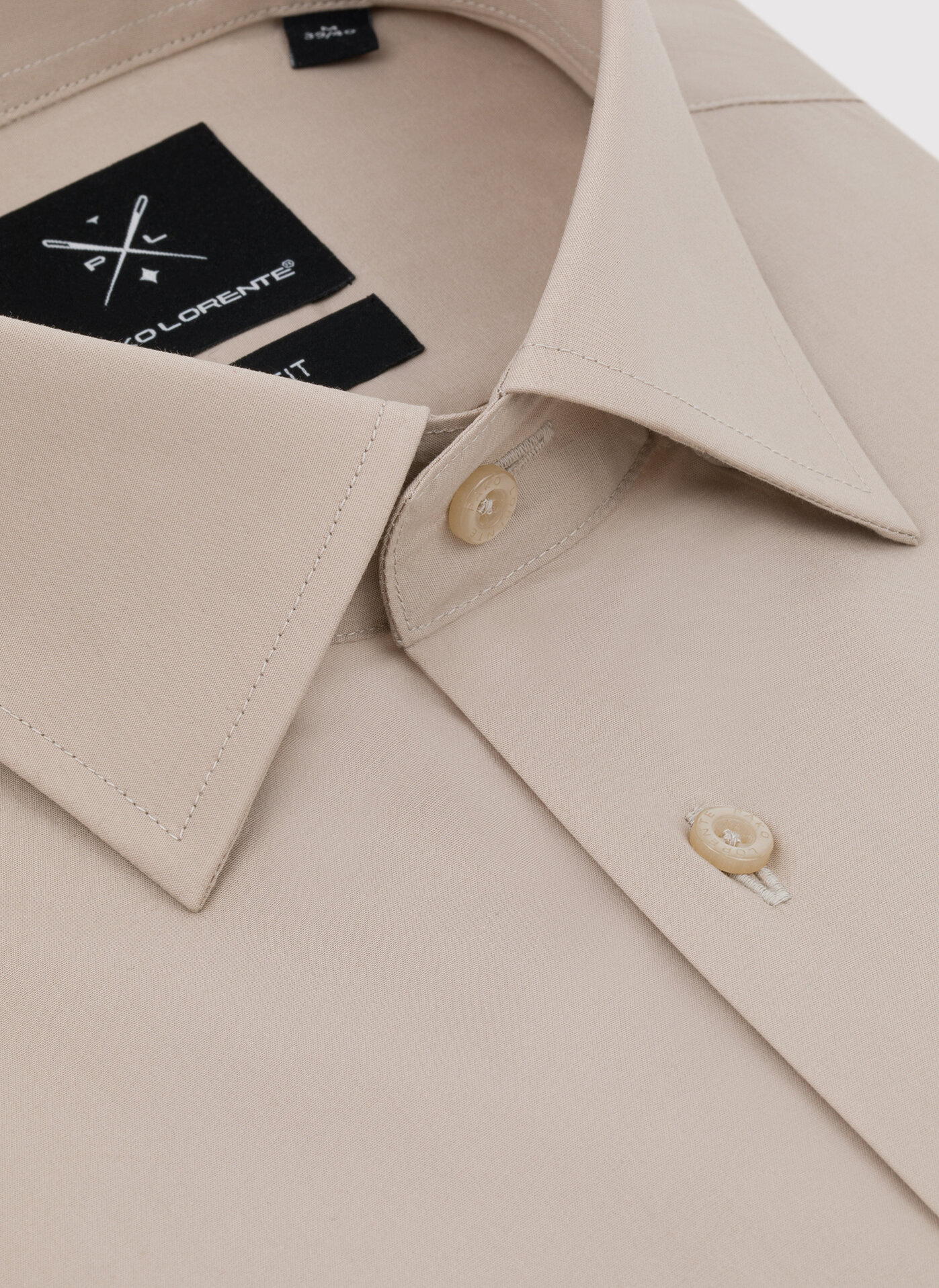 Beżowa koszula męska długi rękaw - Pako Lorente