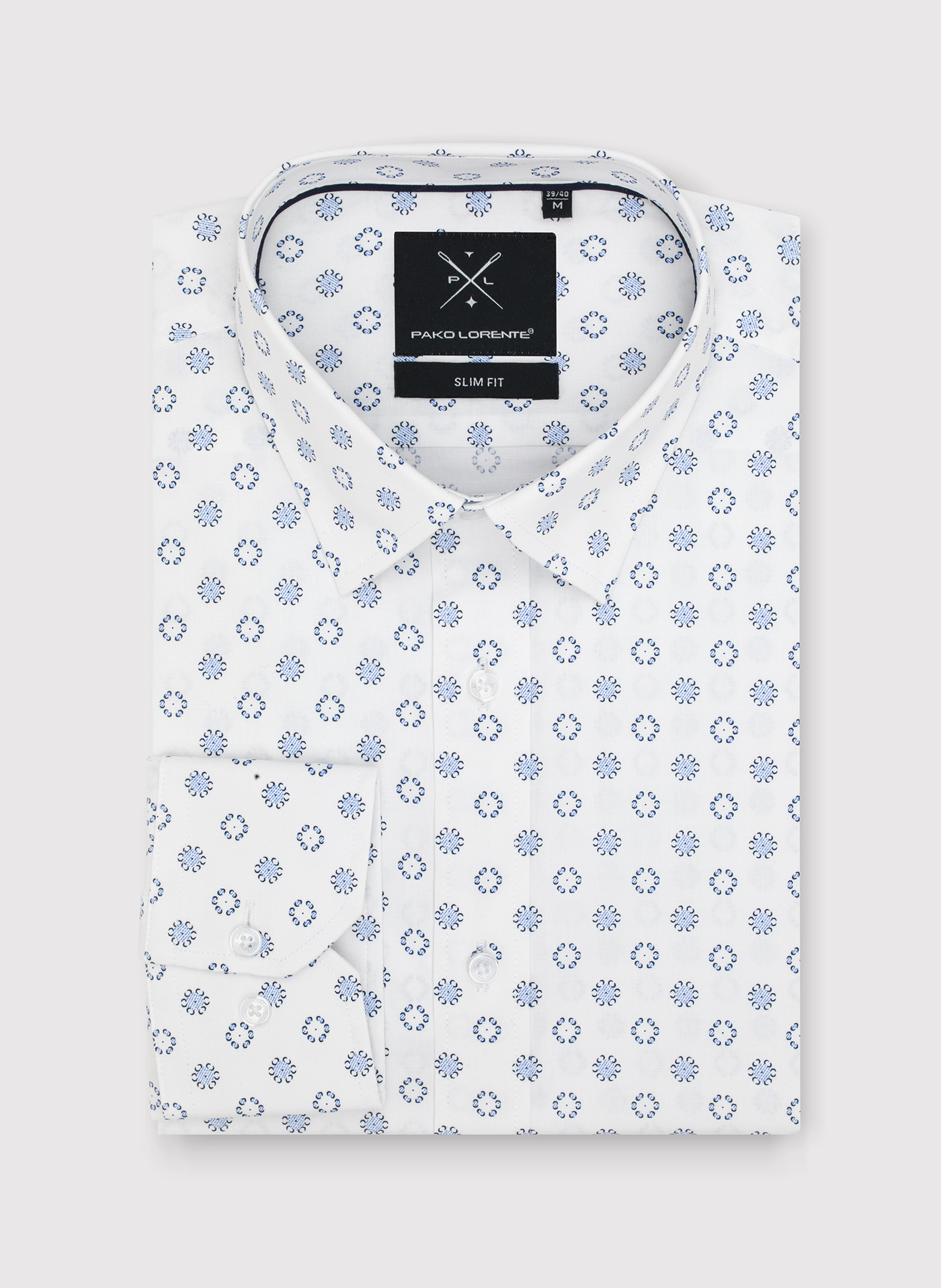Biała koszula męska mikrowzór - Pako Lorente