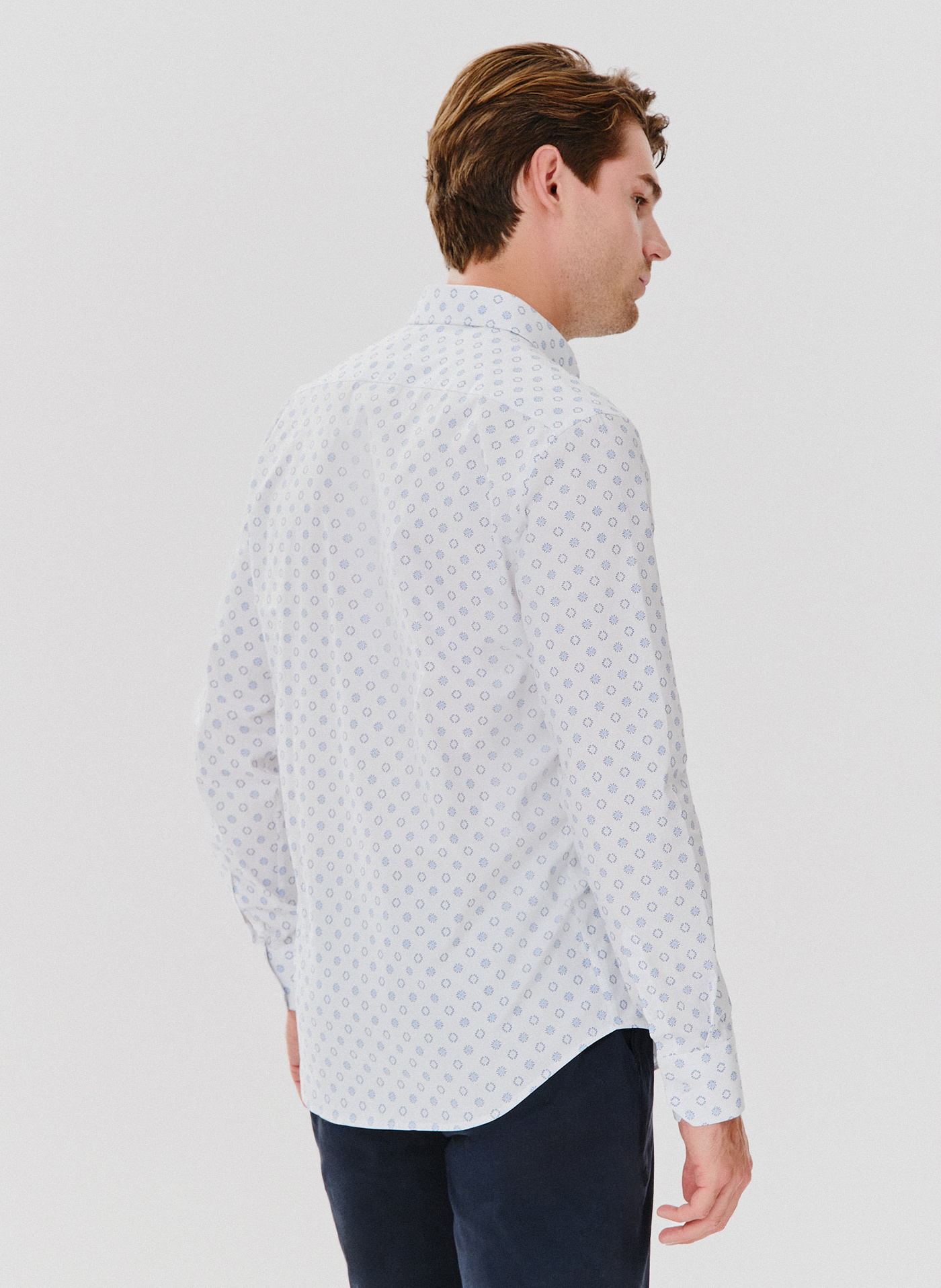 Biała koszula męska mikrowzór - Pako Lorente
