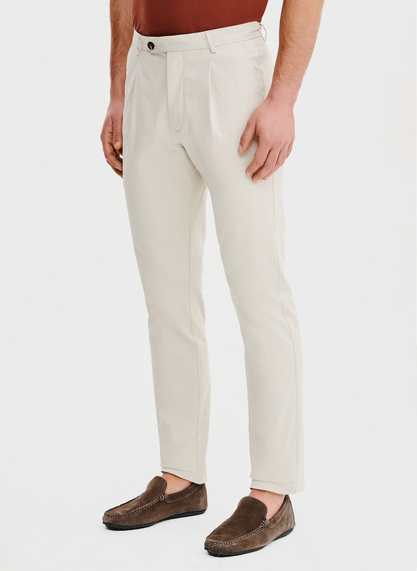 PAKO LORENTE - Beżowe spodnie z zaszewkami - Pako Lorente