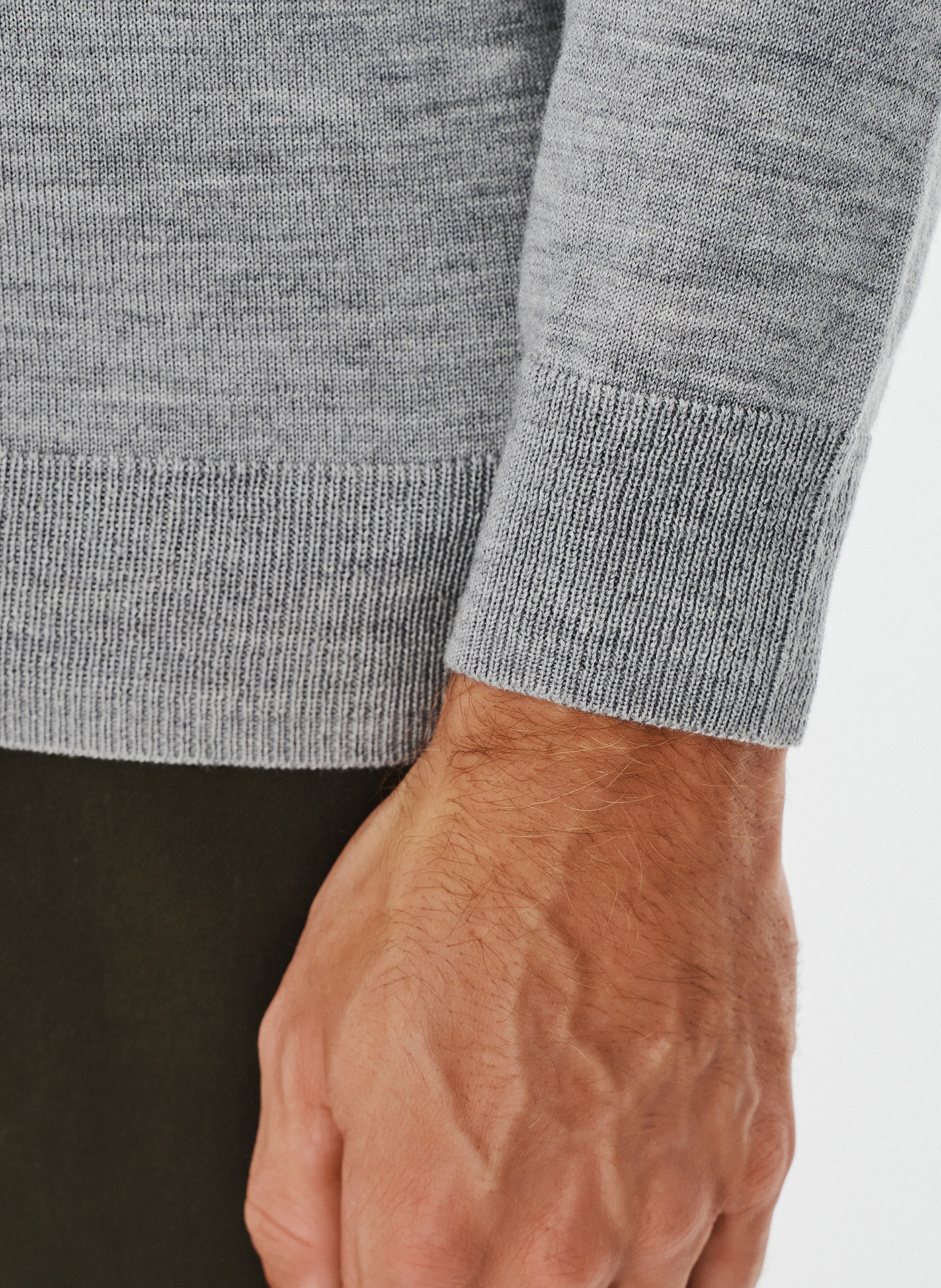 Męski szary sweter z kołnierzykiem polo - Pako Lorente