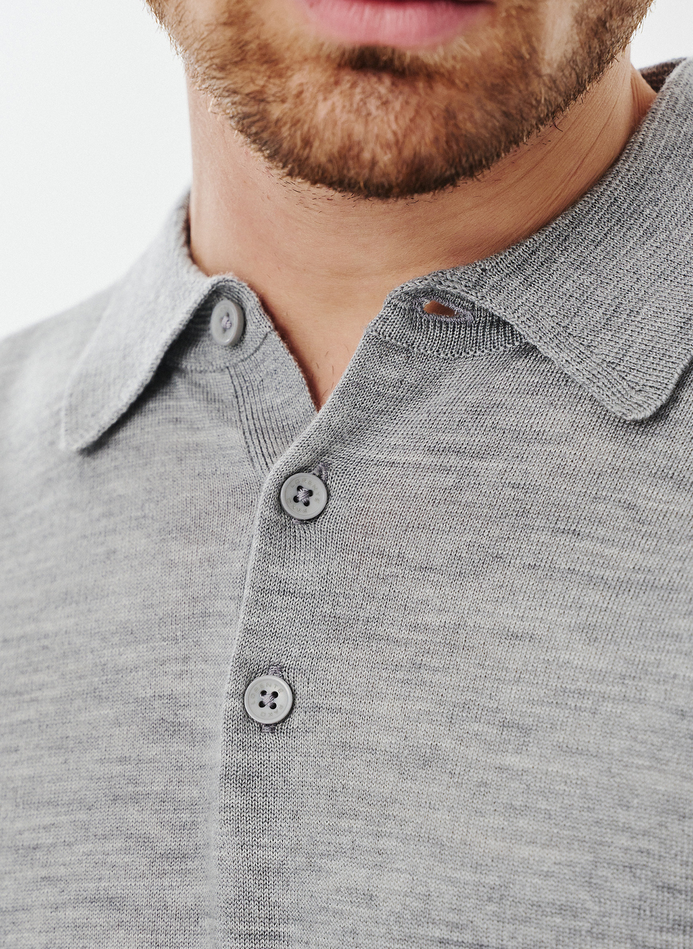 Męski szary sweter z kołnierzykiem polo - Pako Lorente