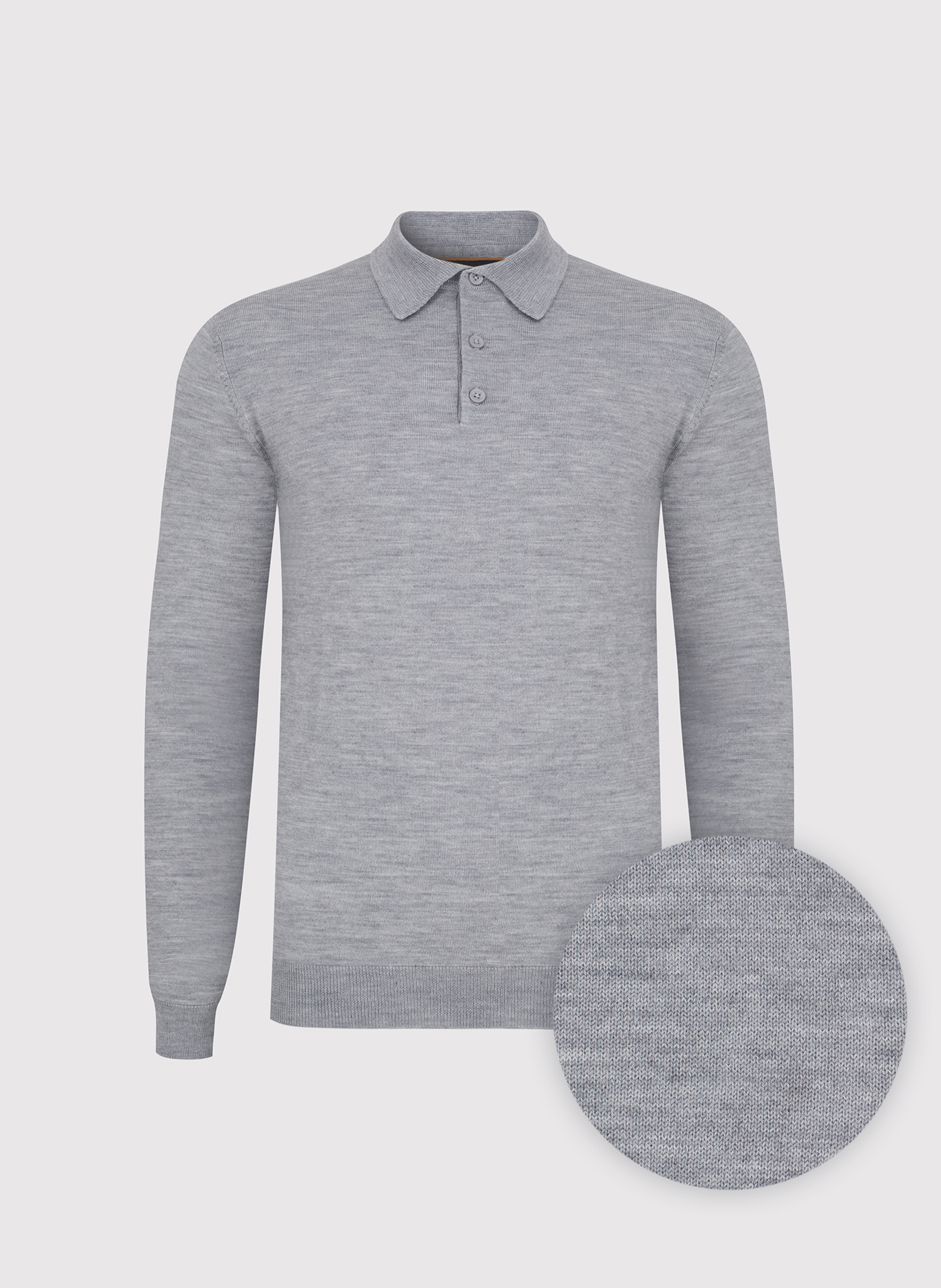 Męski szary sweter z kołnierzykiem polo - Pako Lorente