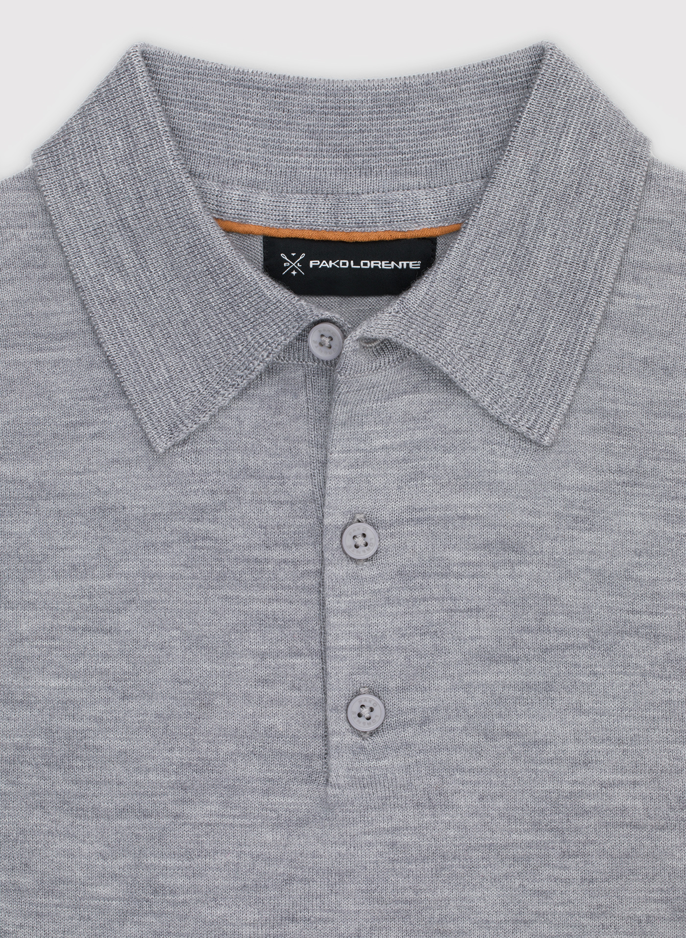 Męski szary sweter z kołnierzykiem polo - Pako Lorente