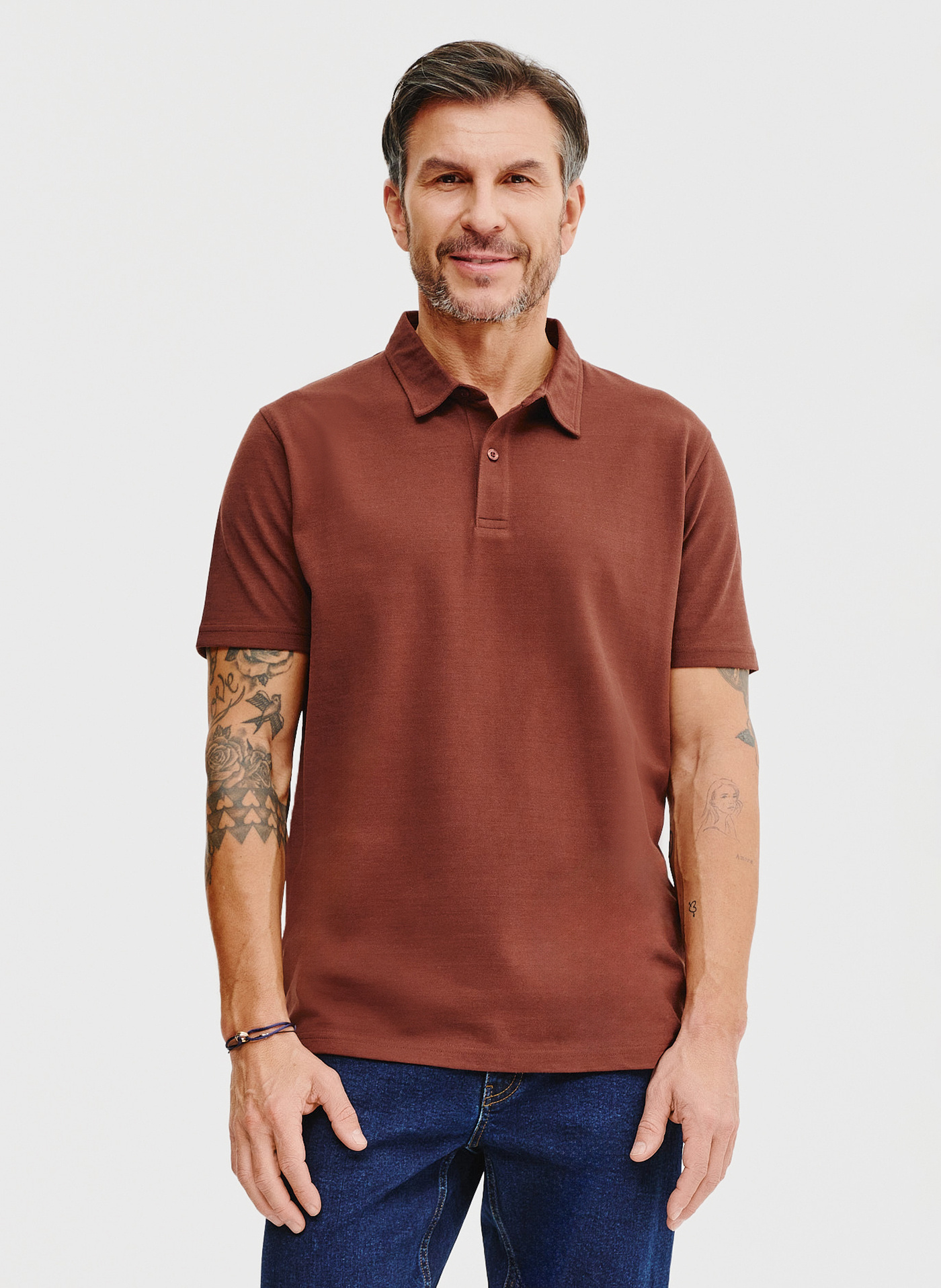 Męski t-shirt polo w kolorze brązowym - Pako Lorente