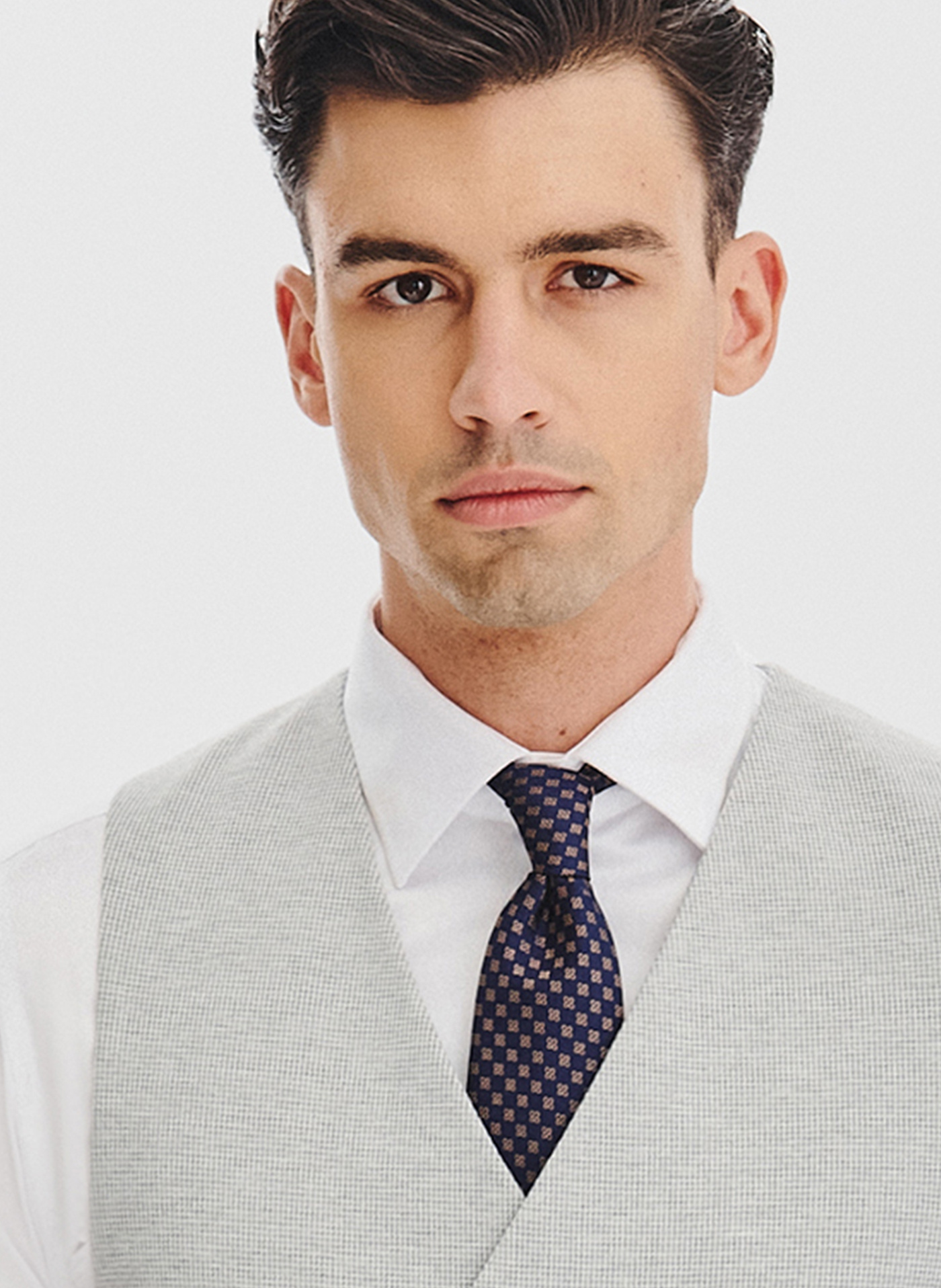 PAKO LORENTE - Dwurzędowa kamizelka męska w drobną kratę - Pako Lorente