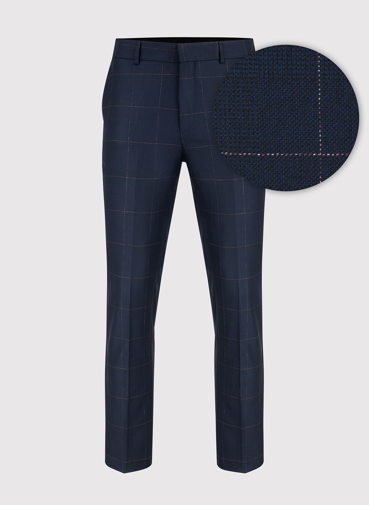 Granatowe spodnie garniturowe w kratę Windowpane - Pako Lorente
