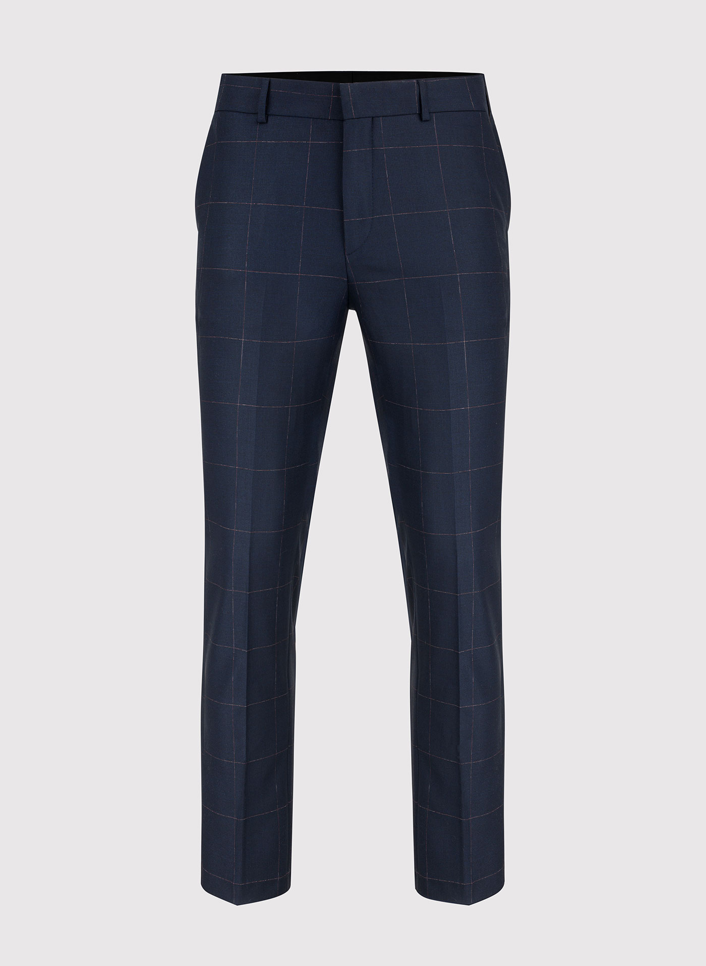 Granatowe spodnie garniturowe w kratę Windowpane - Pako Lorente