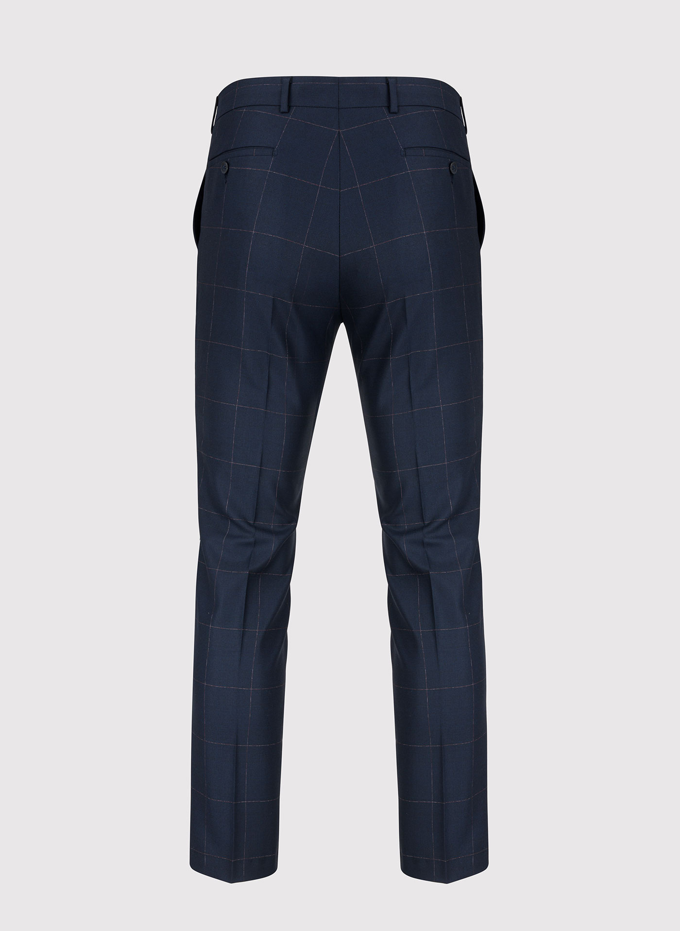 Granatowe spodnie garniturowe w kratę Windowpane - Pako Lorente