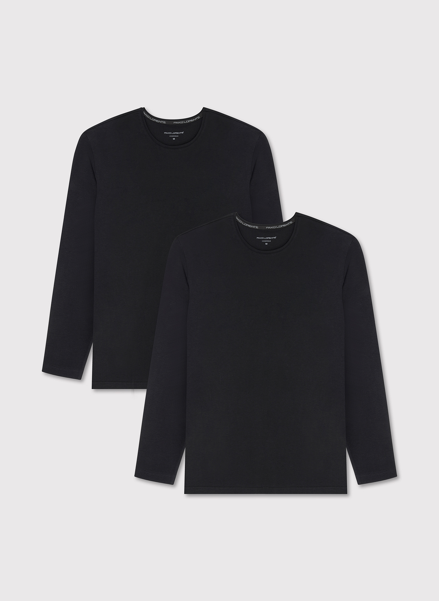 Męski longsleeve w czarnym kolorze  dwupak - Pako Lorente