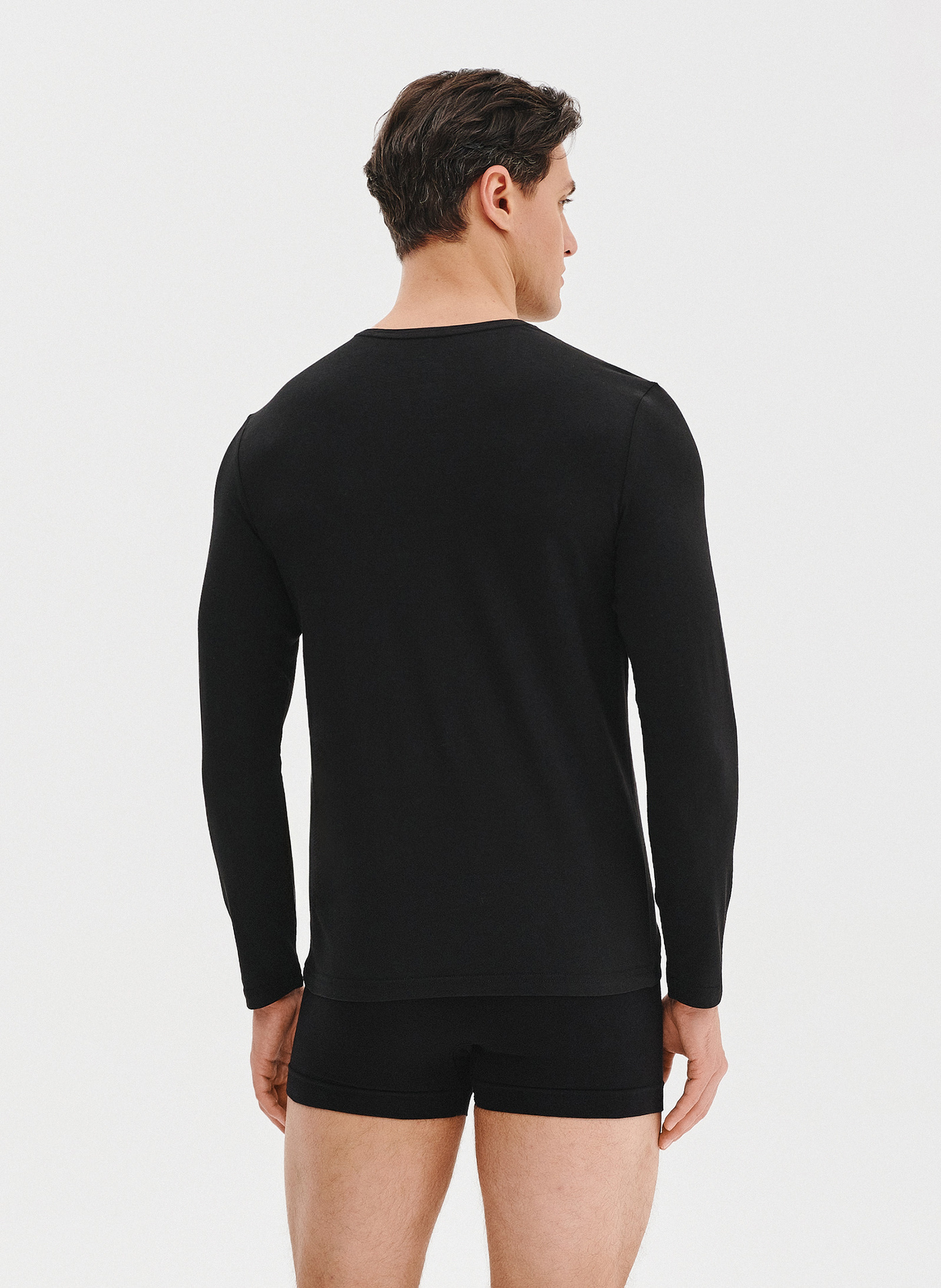 Męski longsleeve w czarnym kolorze  dwupak - Pako Lorente