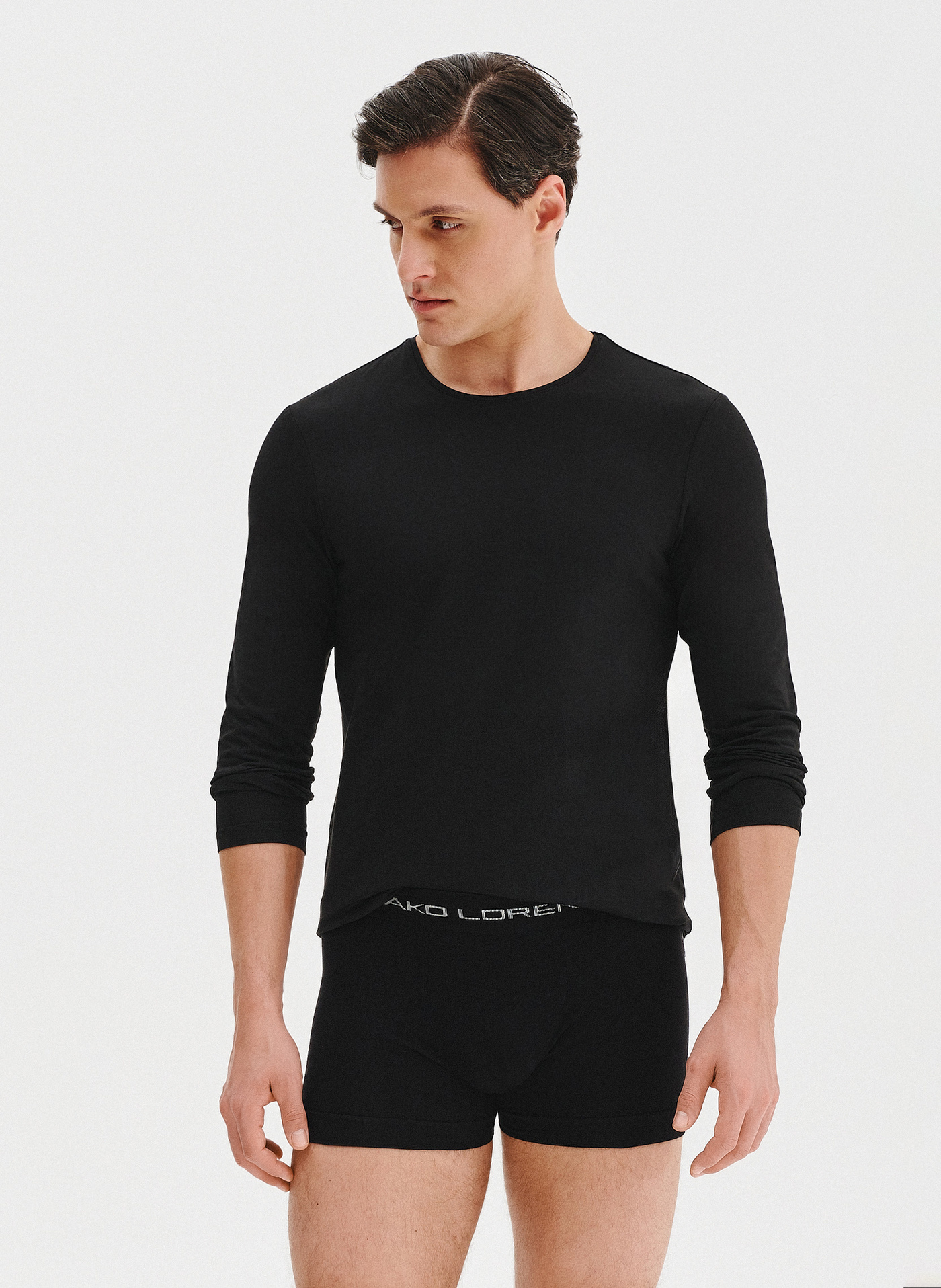 Męski longsleeve w czarnym kolorze  dwupak - Pako Lorente