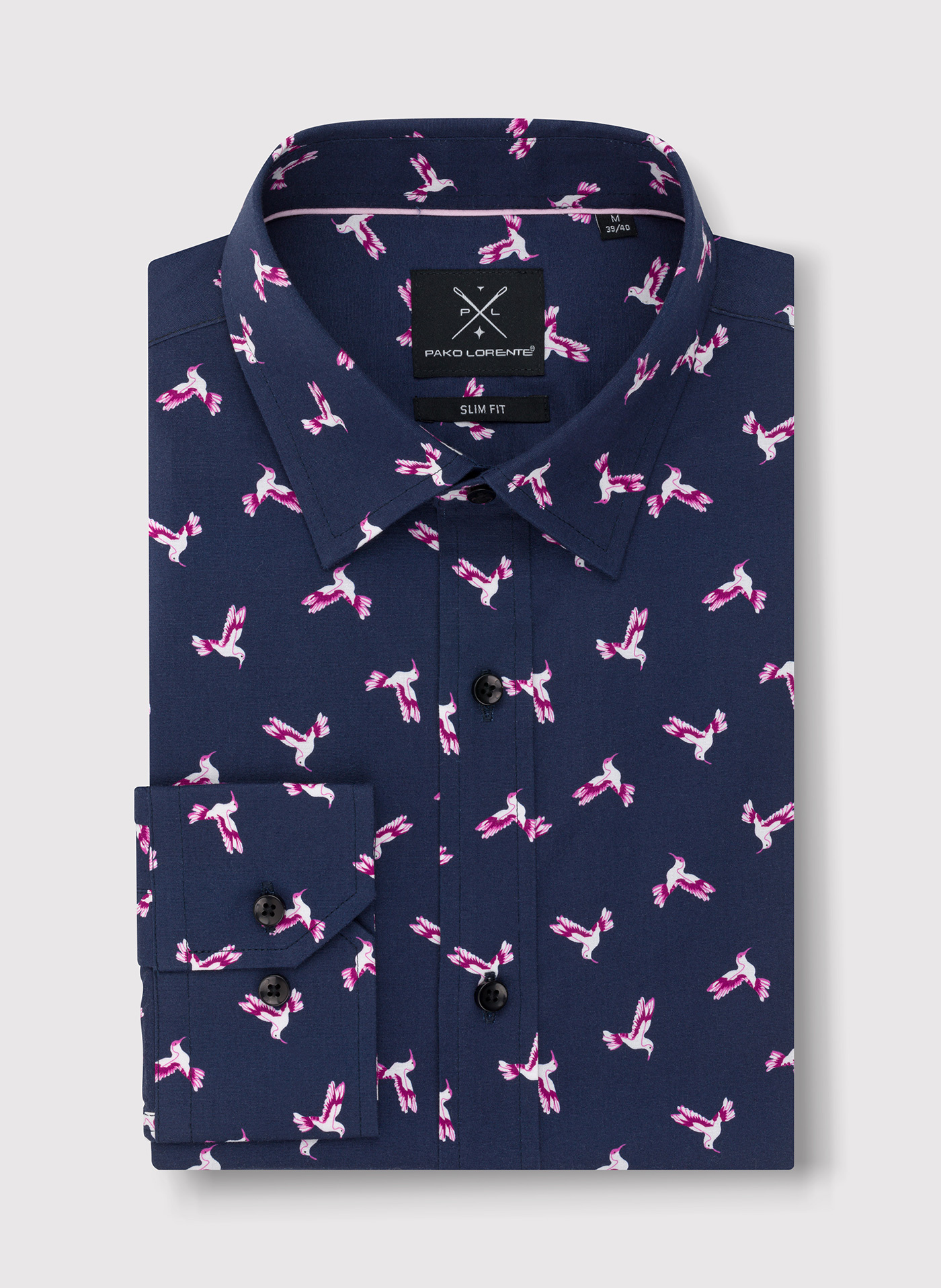 Granatowa koszula w kolibry - Pako Lorente