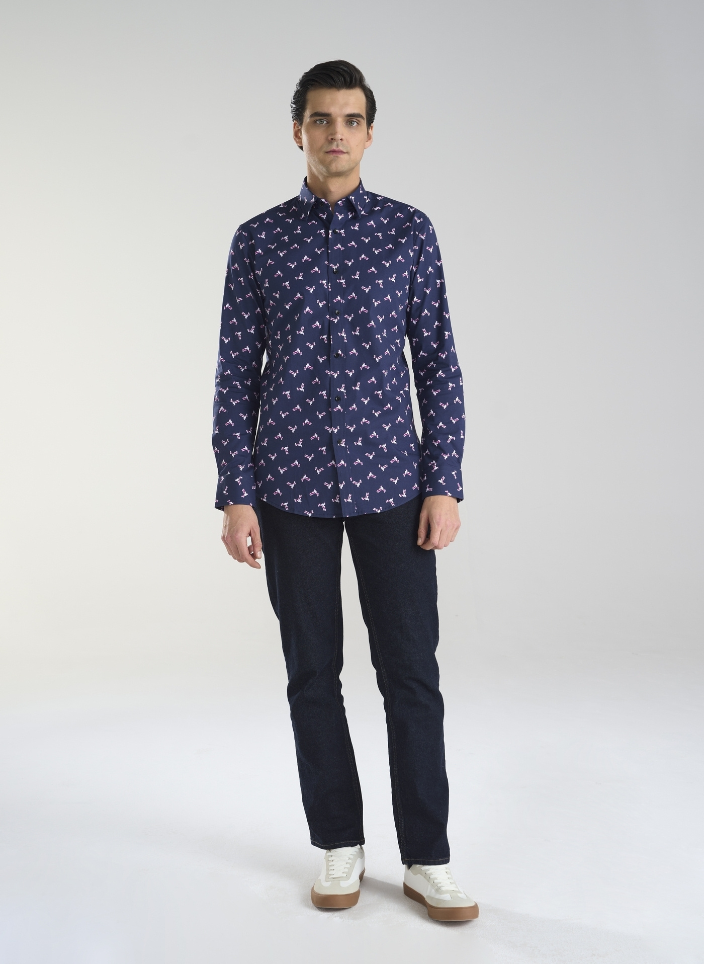 Granatowa koszula w kolibry - Pako Lorente