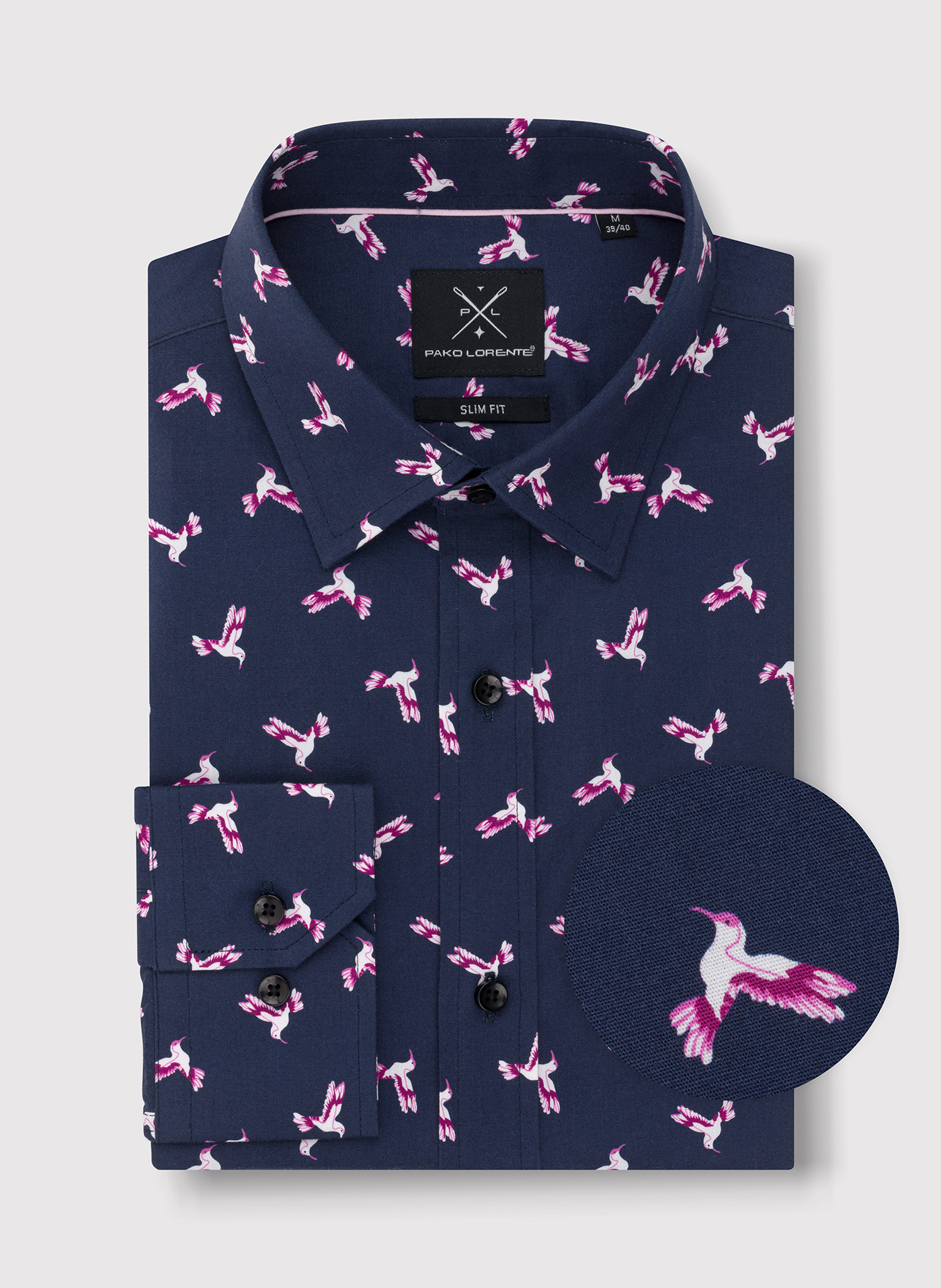 Granatowa koszula w kolibry - Pako Lorente