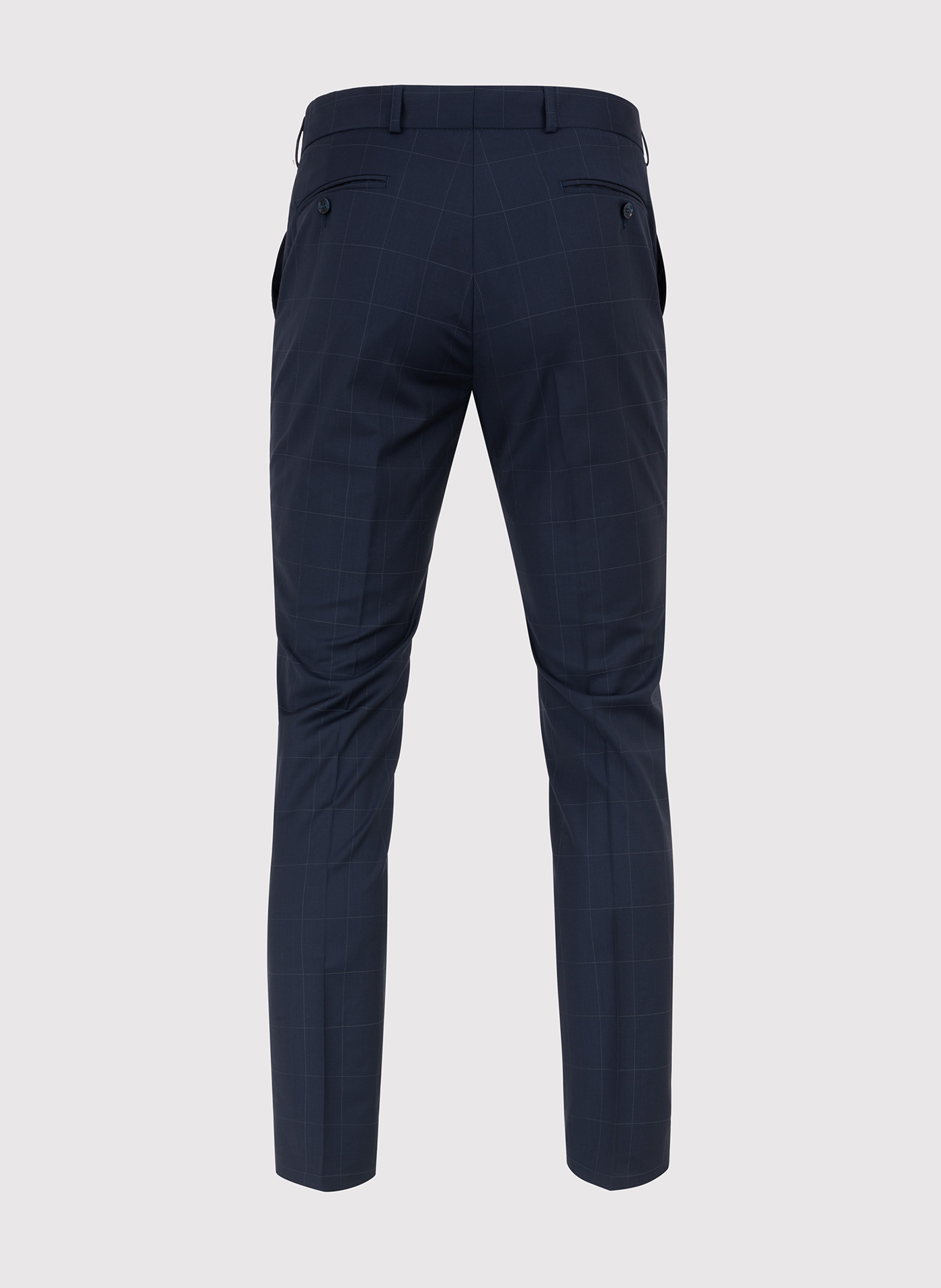 Granatowe spodnie garniturowe w subtelną kratę - Pako Lorente