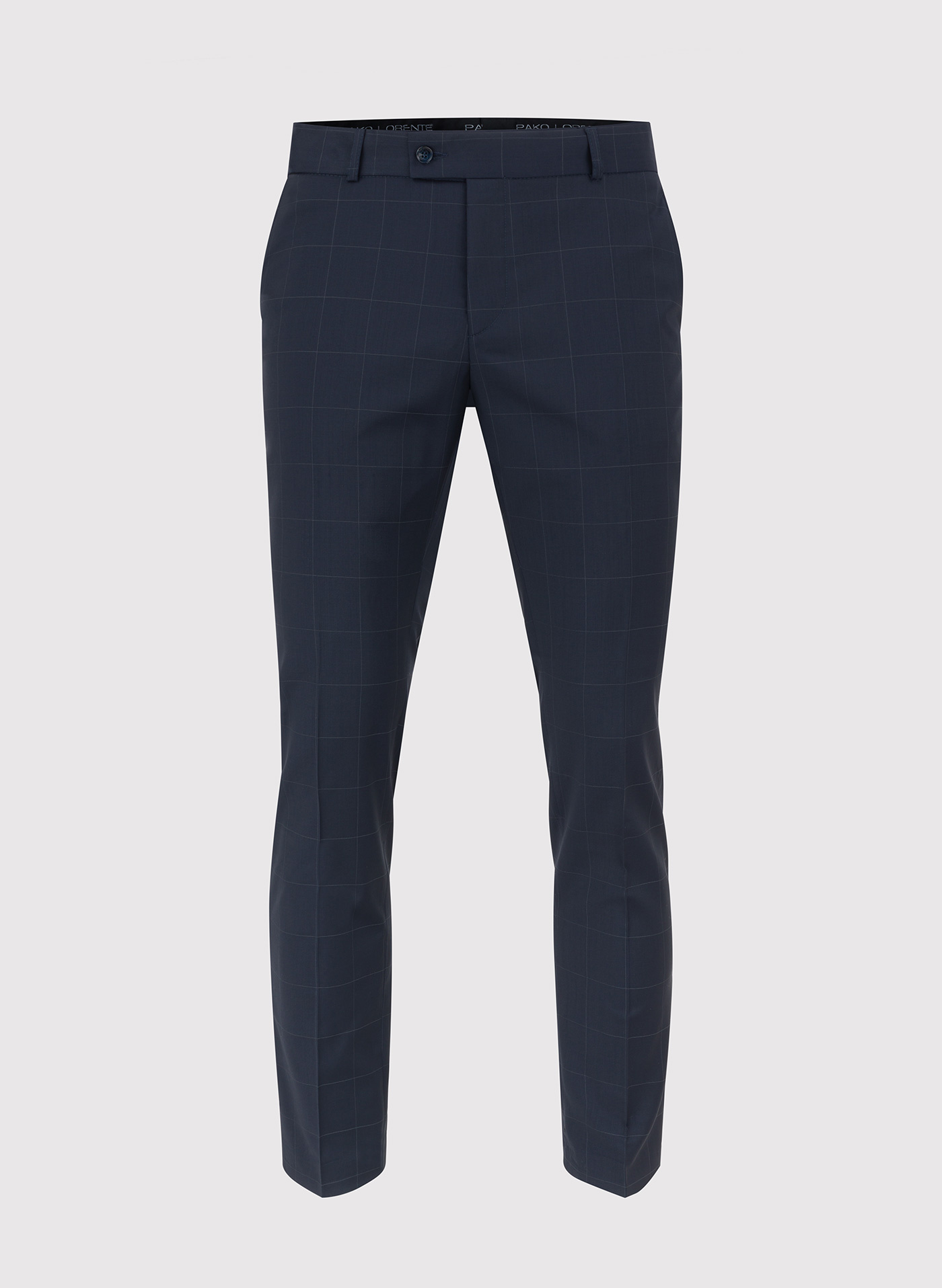 Granatowe spodnie garniturowe w subtelną kratę - Pako Lorente