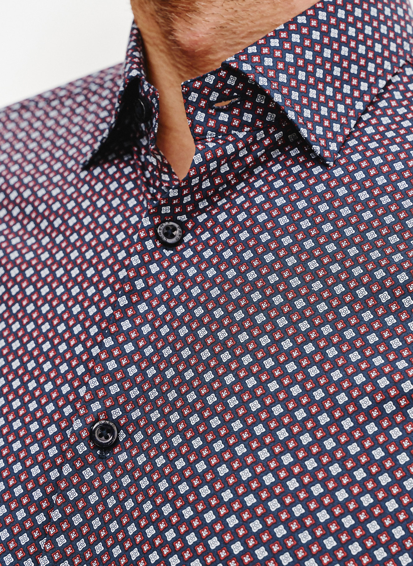 Męska koszula w bordowy mikrowzór - Pako Lorente