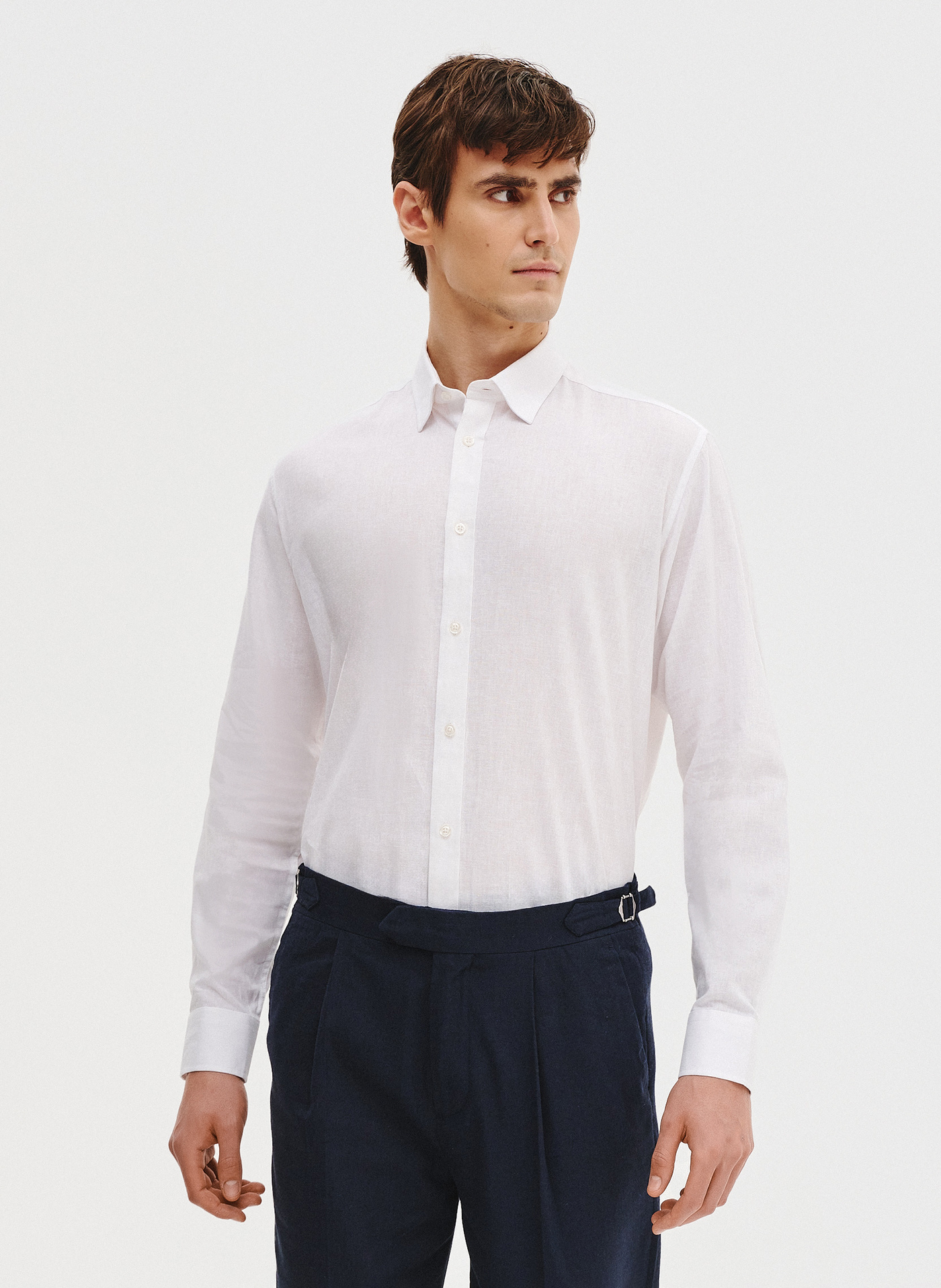 Biała koszula z lnu i bawełny - Pako Lorente