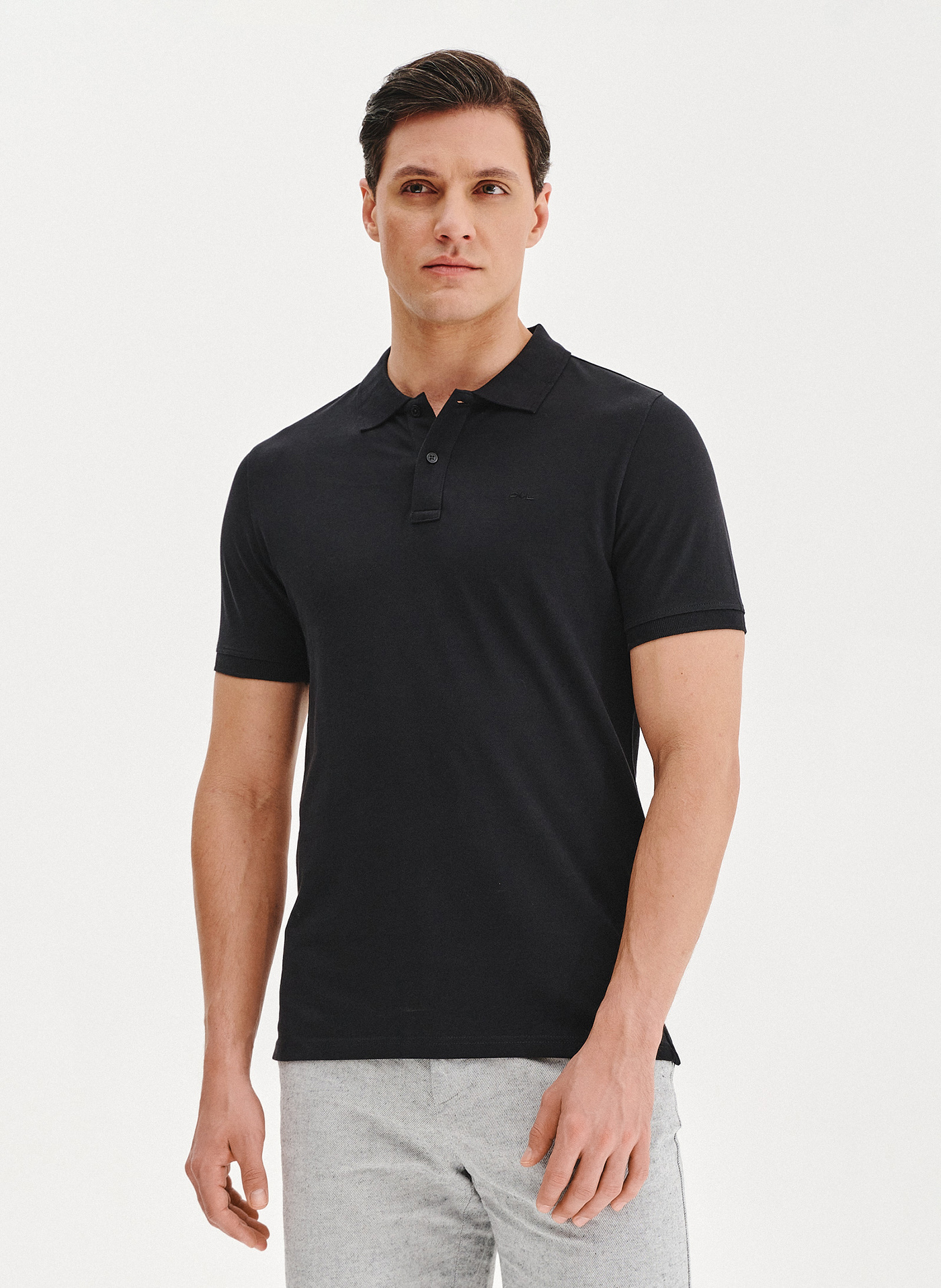 PAKO LORENTE - Czarny gładki t-shirt polo - Pako Lorente