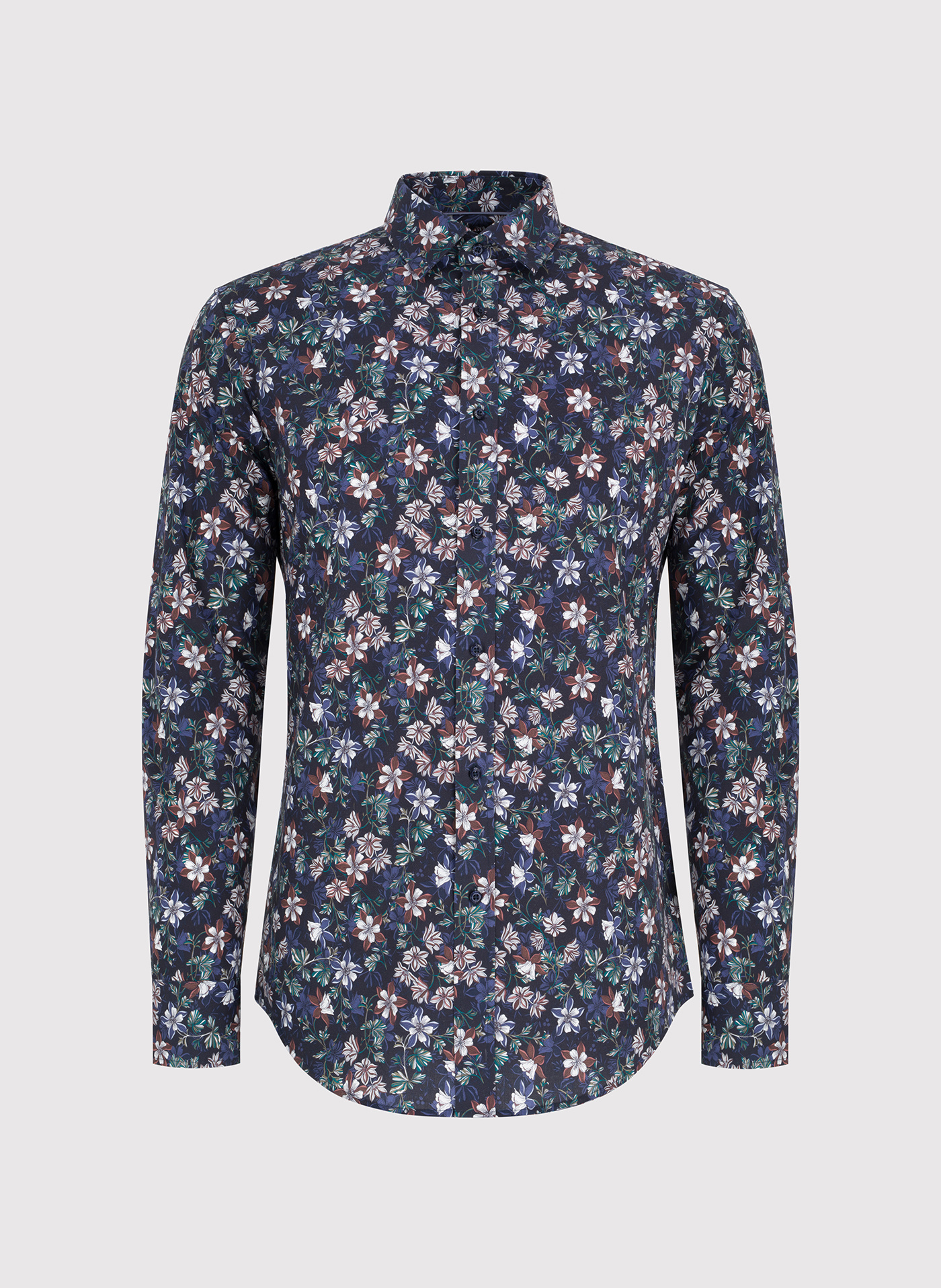 Granatowa koszula męska w kwiaty - Pako Lorente