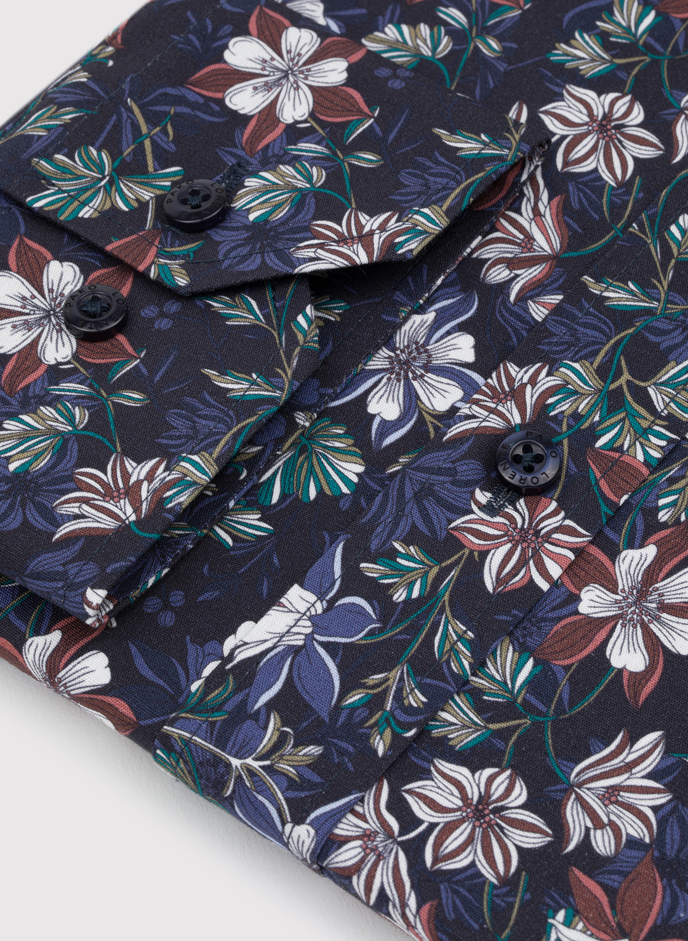 Granatowa koszula męska w kwiaty - Pako Lorente